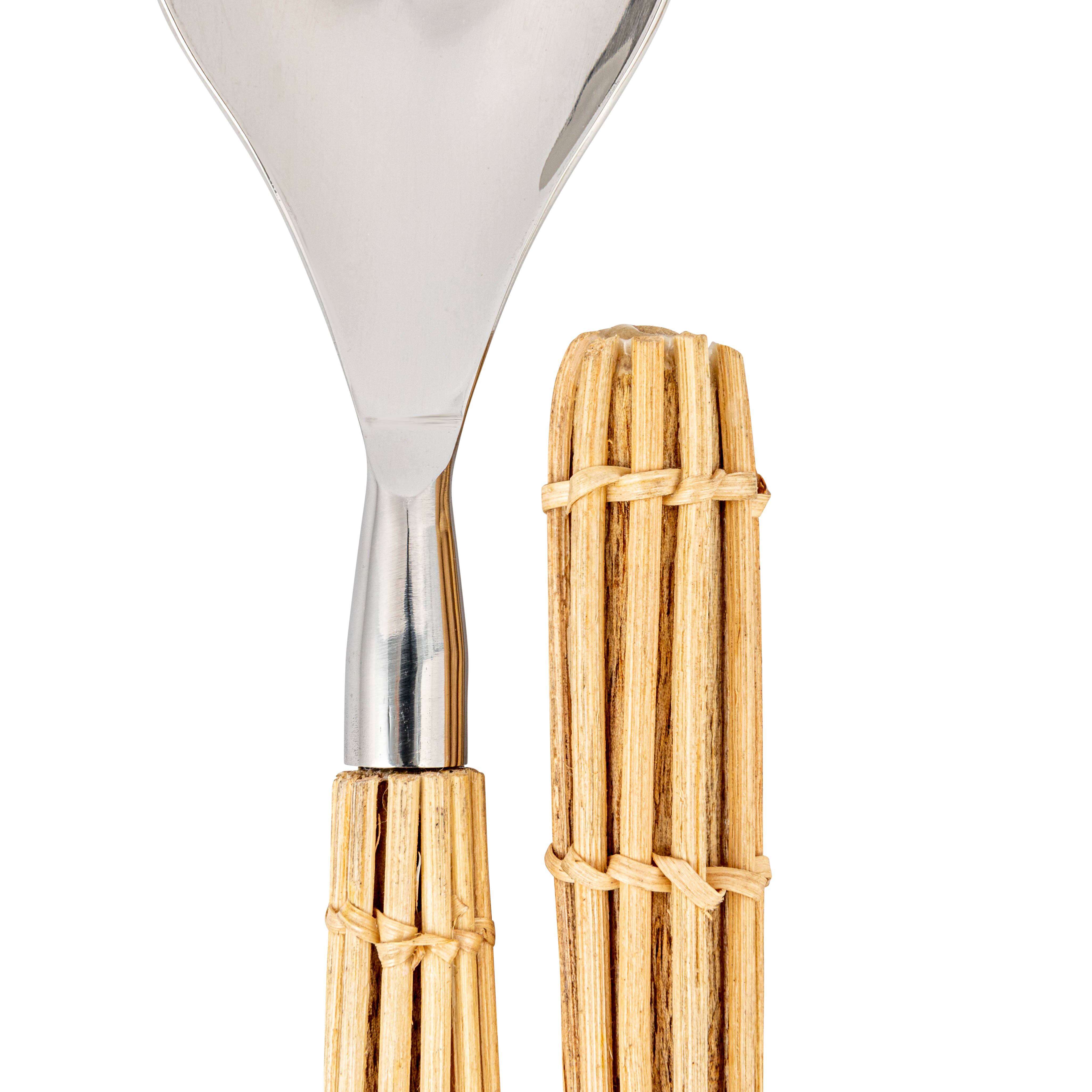 Hello Honey® Stainless Steel Salad Server Set with Rattan Wrapped Handles