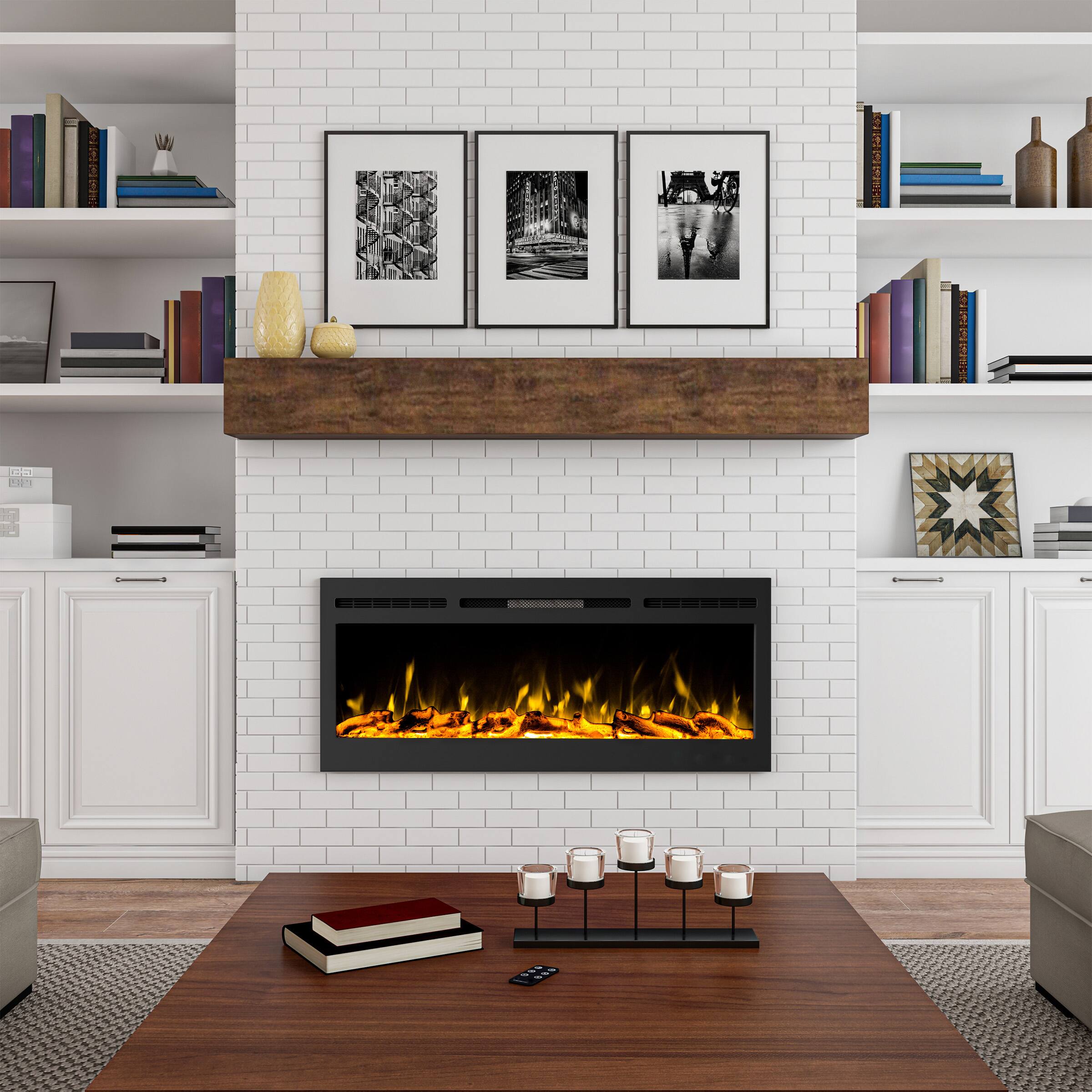 Hastings Home 50" Black Electric Fireplace