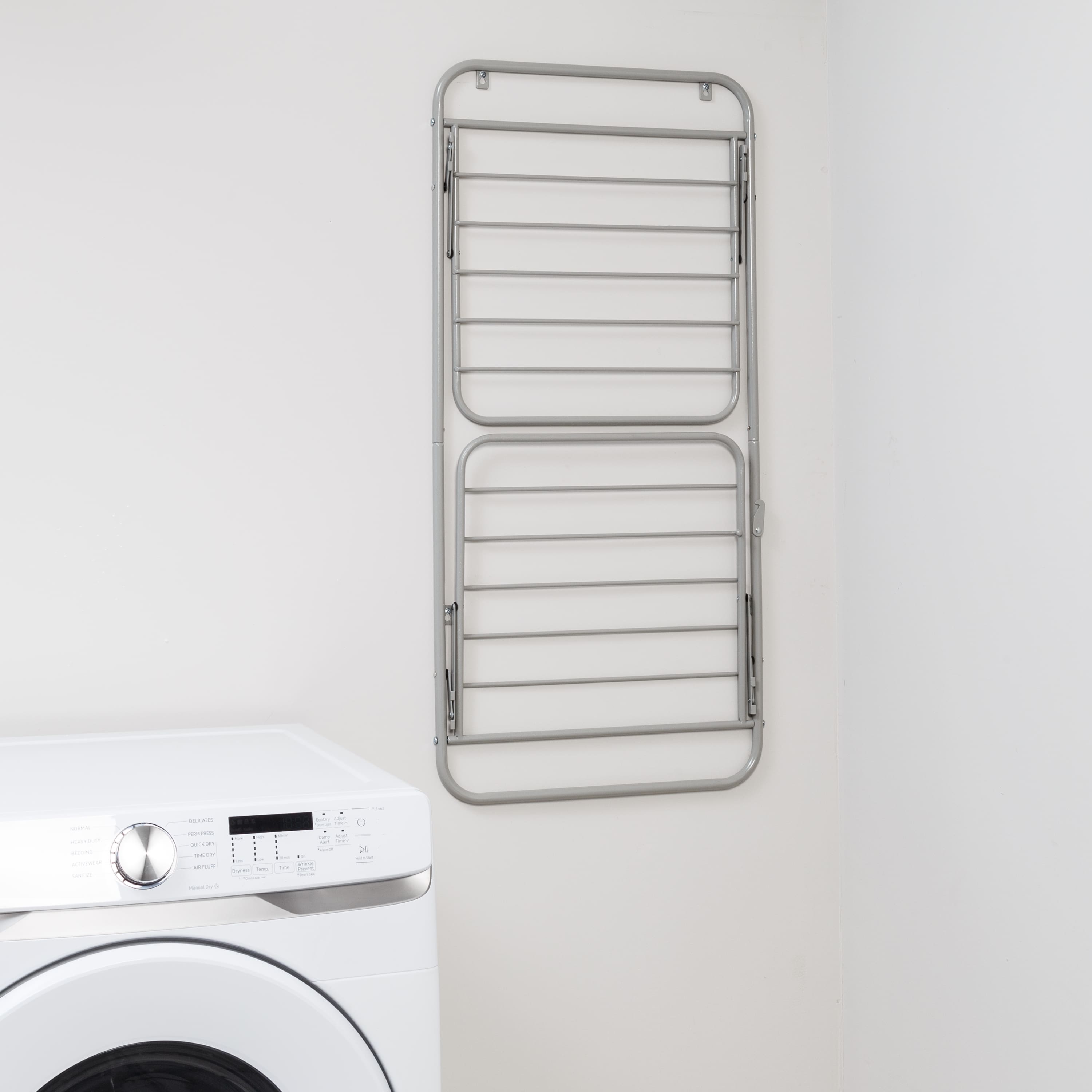 Honey Can Do 2-Tier Gray Over the Door Retractable Clothing Drying Rack