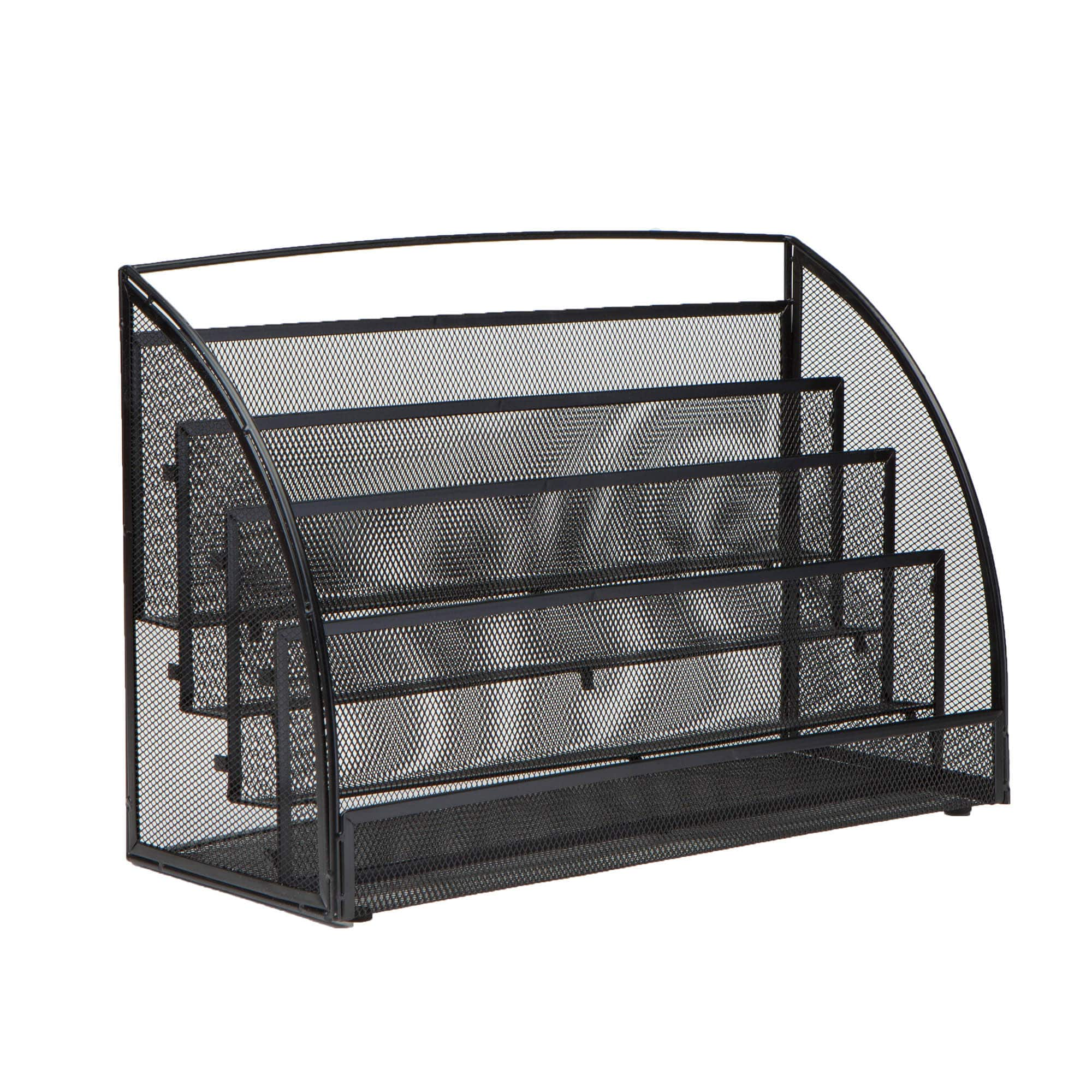 Mind Reader Black 4 Pocket Metal Mesh Newspaper &#x26; Magazine Rack