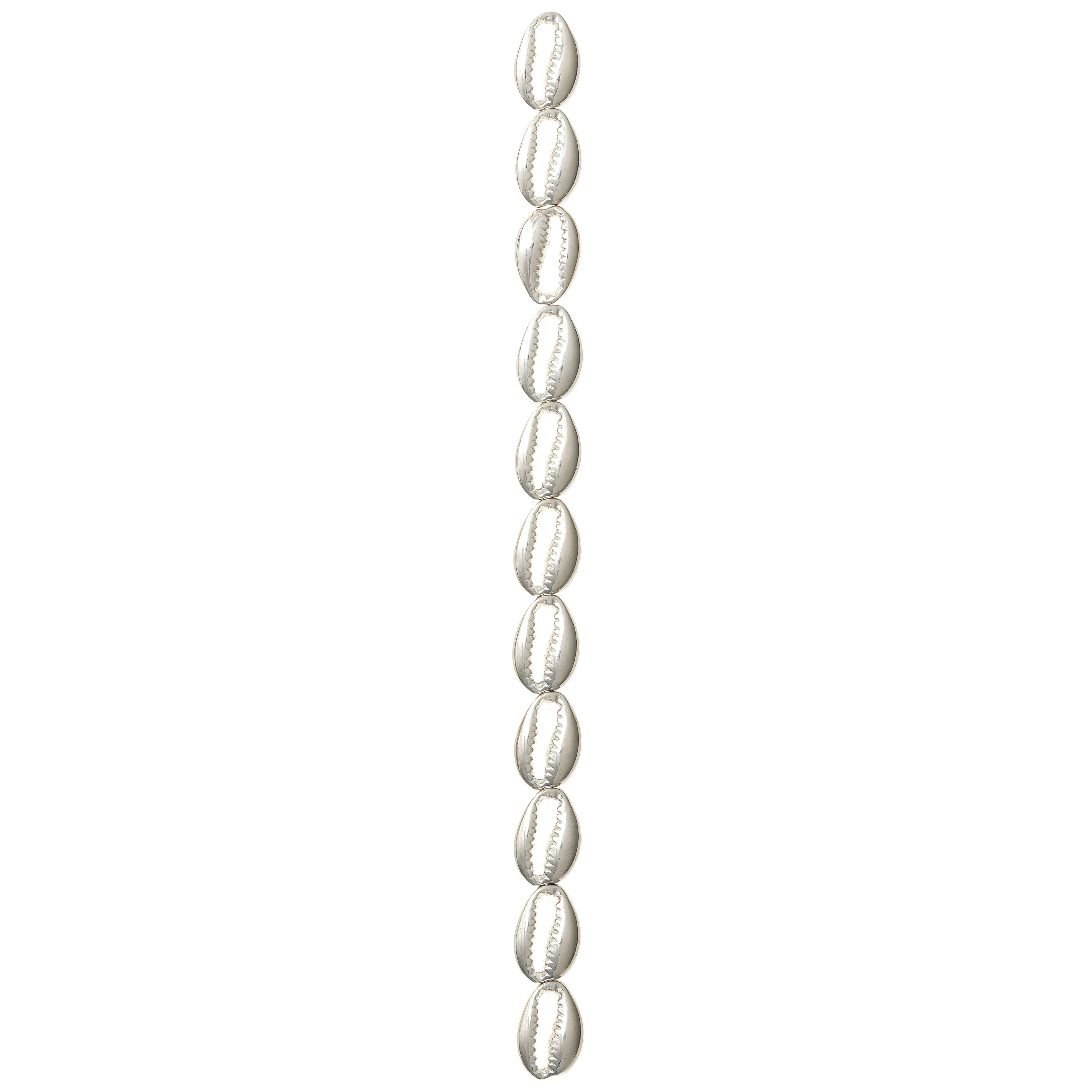Rhodium Zinc Alloy Cowry Shell Beads, 17mm by Bead Landing&#xAE;