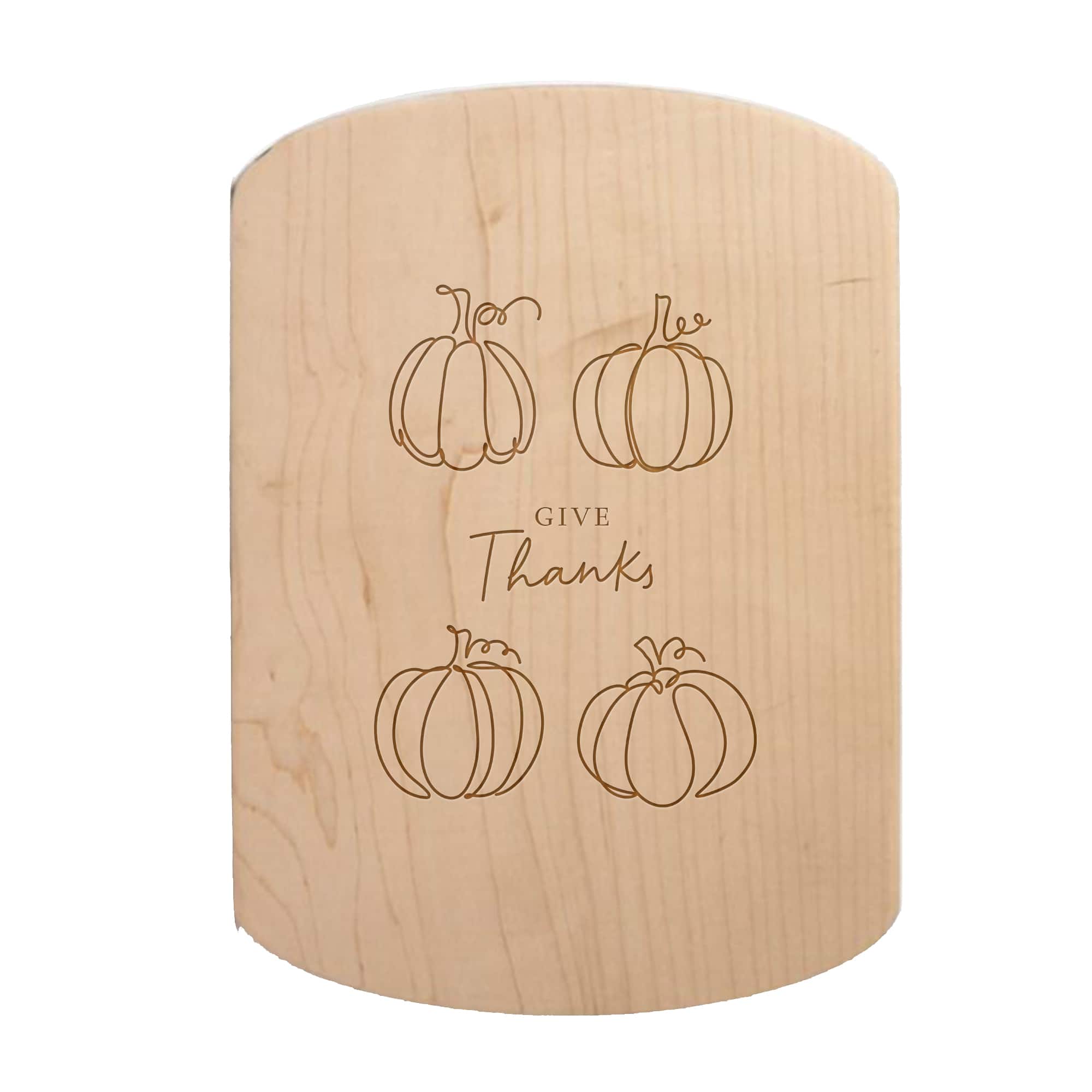 Give Thanks Pumpkins 11" x 8" Maple Oval Cutting Board
