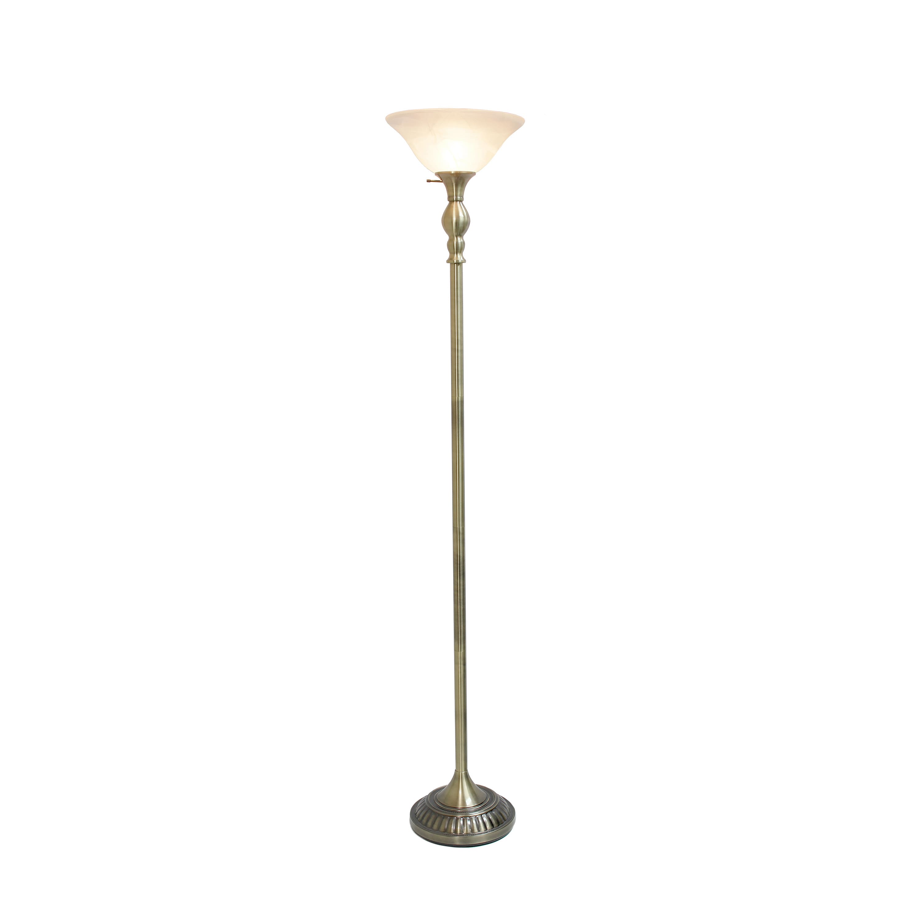 Lalia Home 6ft. Torchiere Floor Lamp with Marbleized Shade