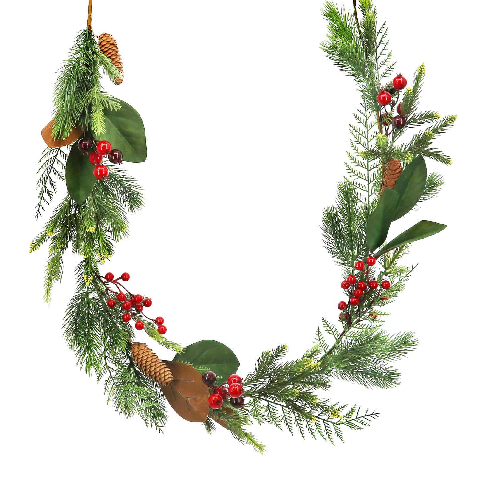 6ft. Green Magnolia Leaf, Pine &#x26; Red Berry Garland by Ashland&#xAE;