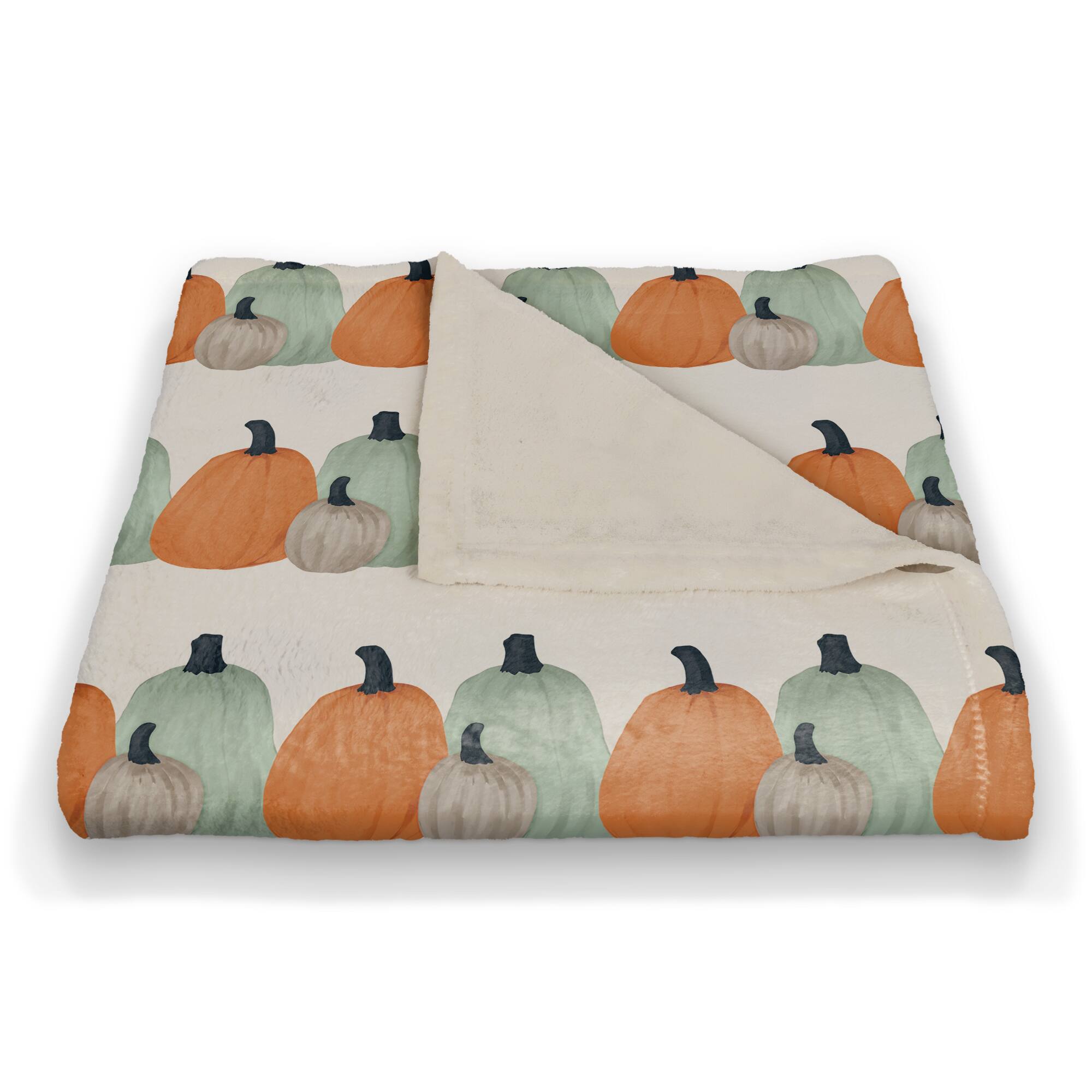 Thankful Pumpkins Coral Fleece Throw