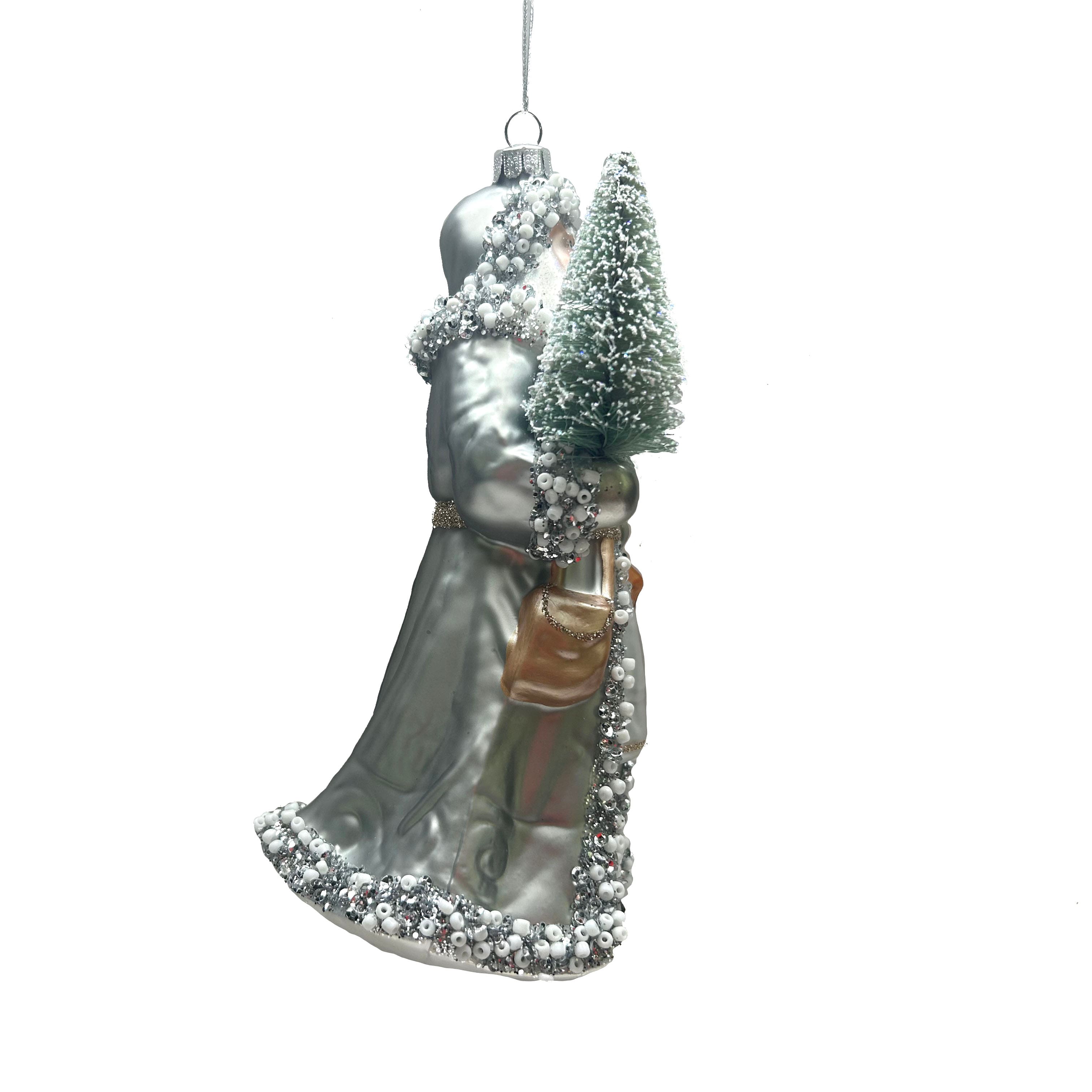 7.25" Frosted Santa Glass Ornament by Ashland®