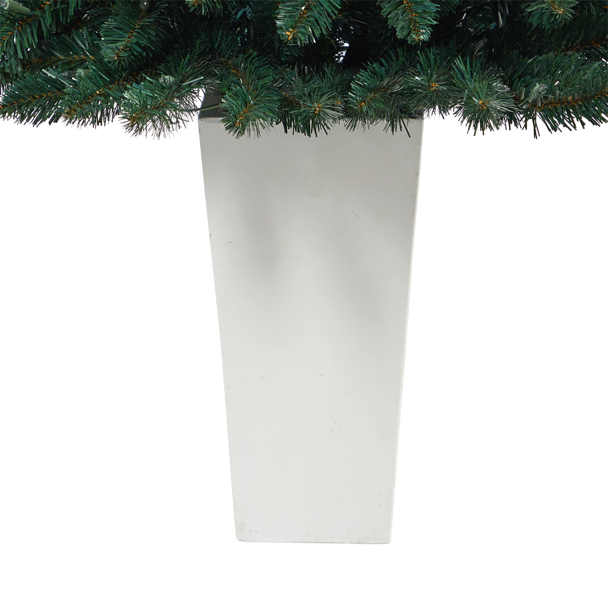 4.5ft. Pre-Lit Northern Rocky Spruce Artificial Christmas Tree in Tower Planter, Clear Lights