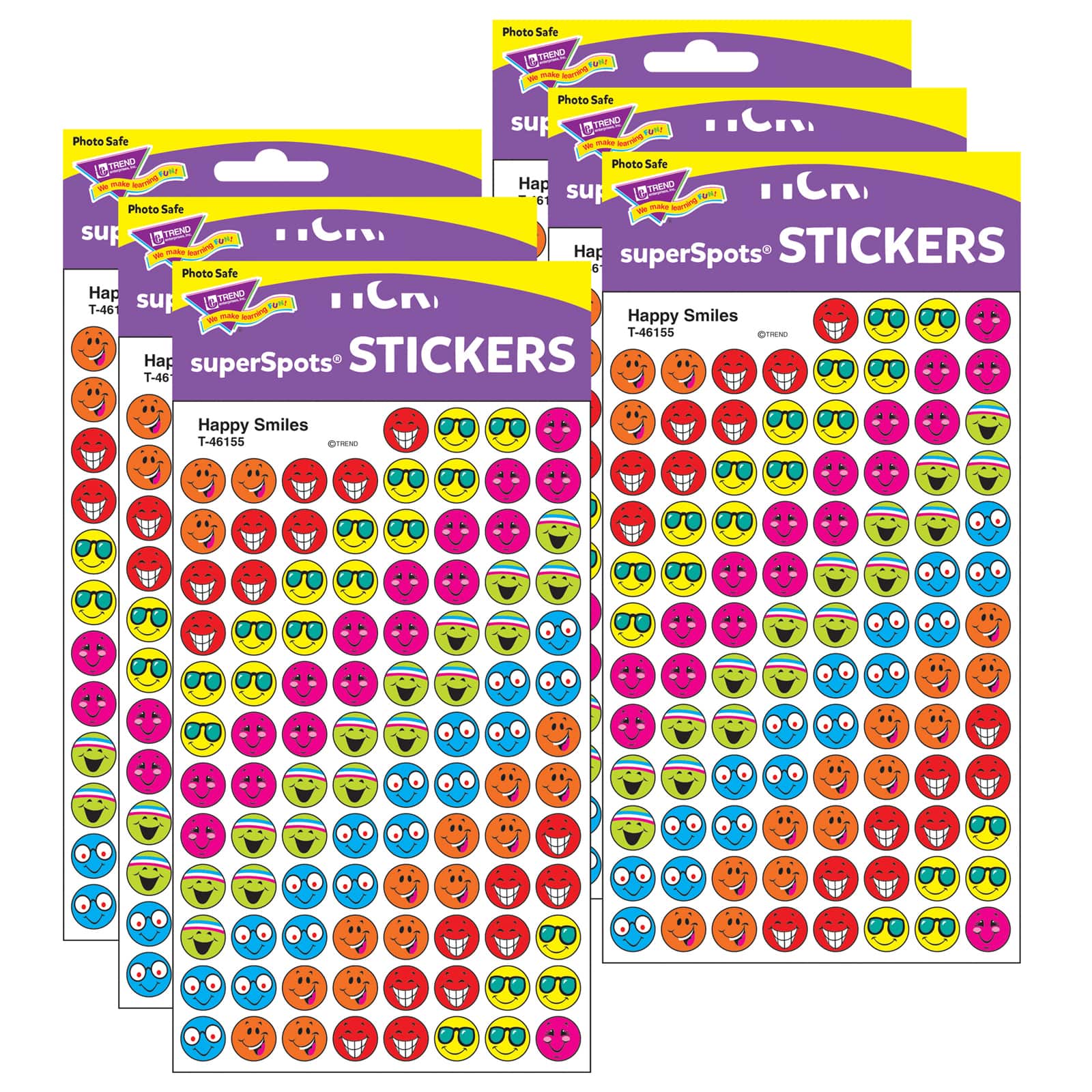 Trend Enterprises® superSpots® Happy Smiles Stickers, 6 Packs of