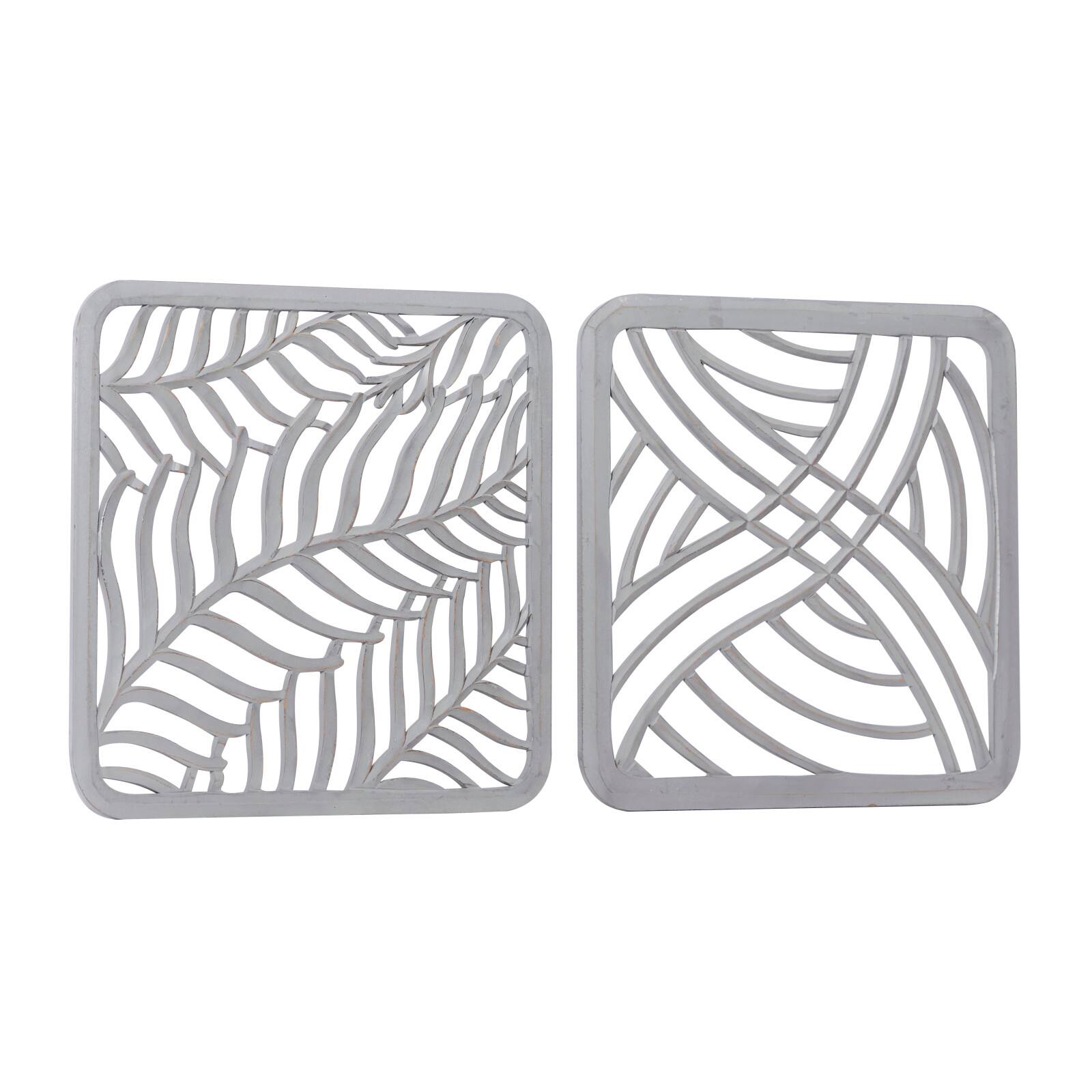 24&#x22; Gray Wood Eclectic Abstract Wall D&#xE9;cor Set