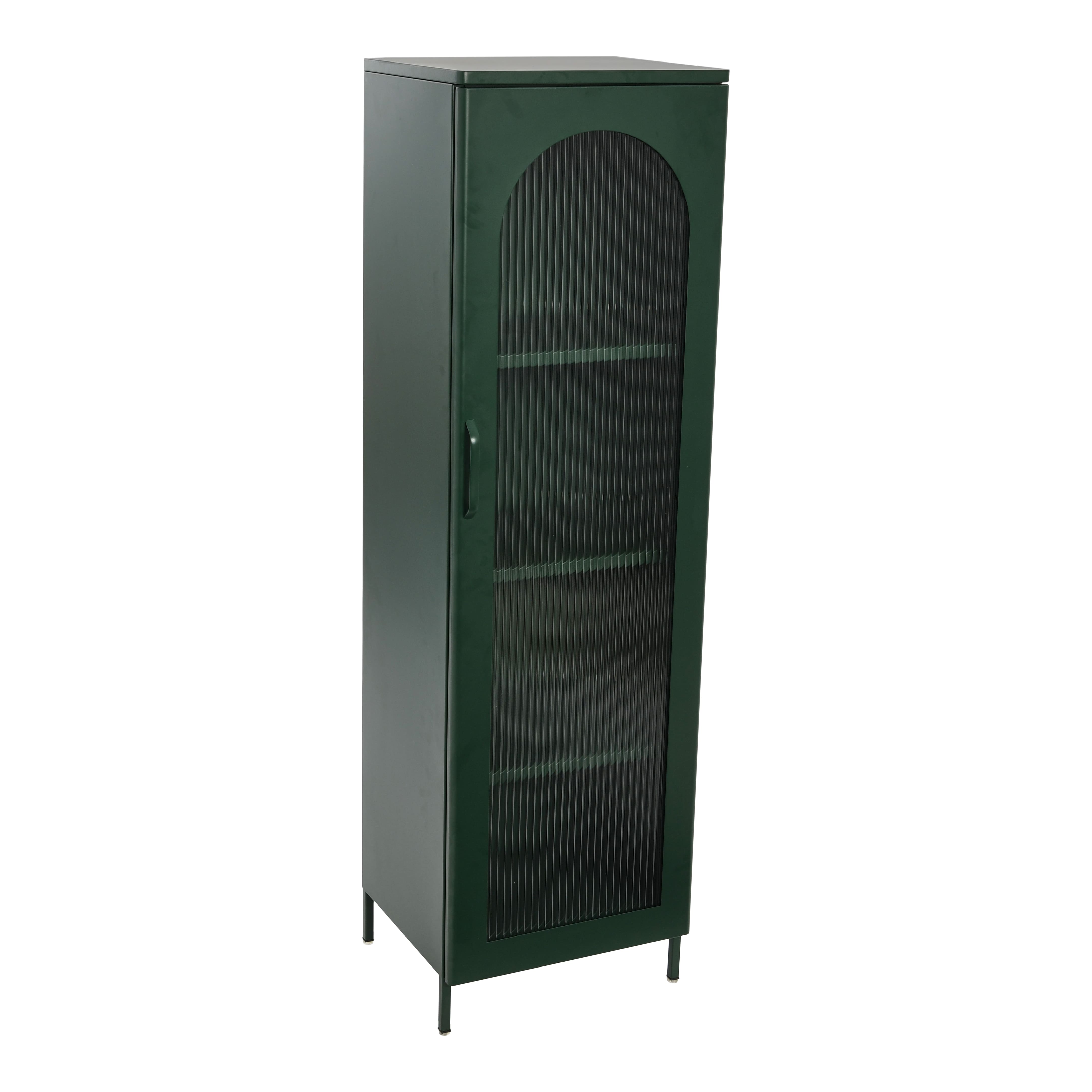 Solstice 5ft. Tall Metal Accent Cabinet with Arched Glass Door