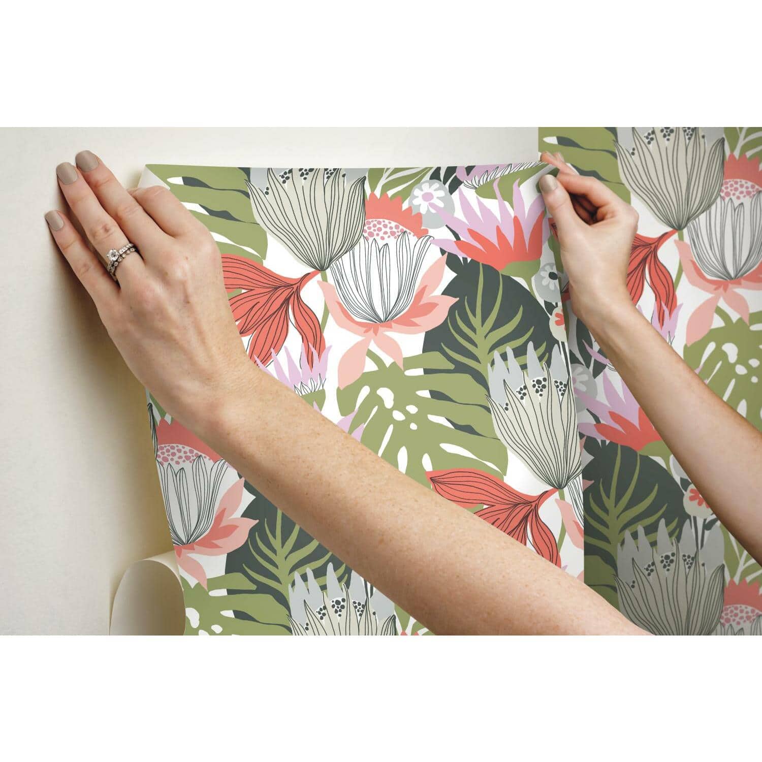 RoomMates Retro Tropical Leaves Peel & Stick Wallpaper