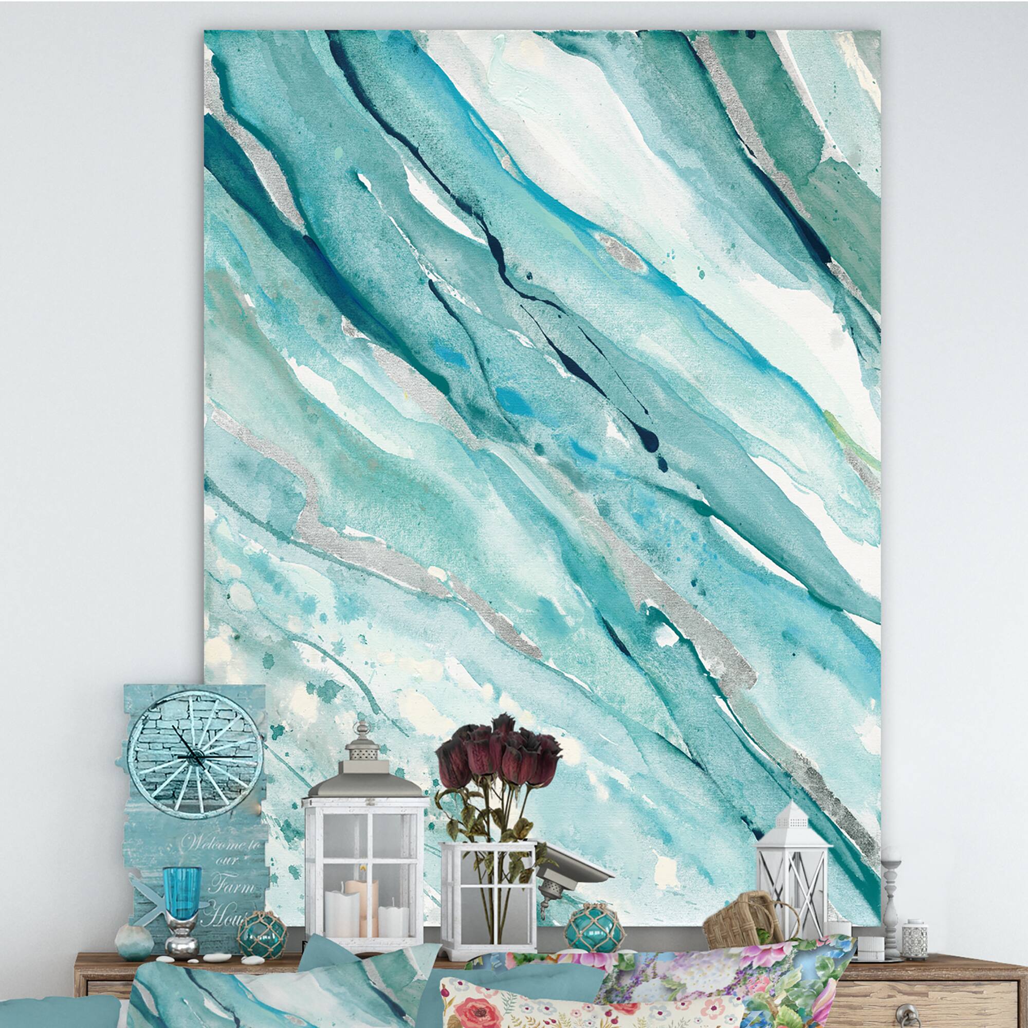 Designart - Silver Springs I Blue Green - Nautical & Coastal Canvas Art