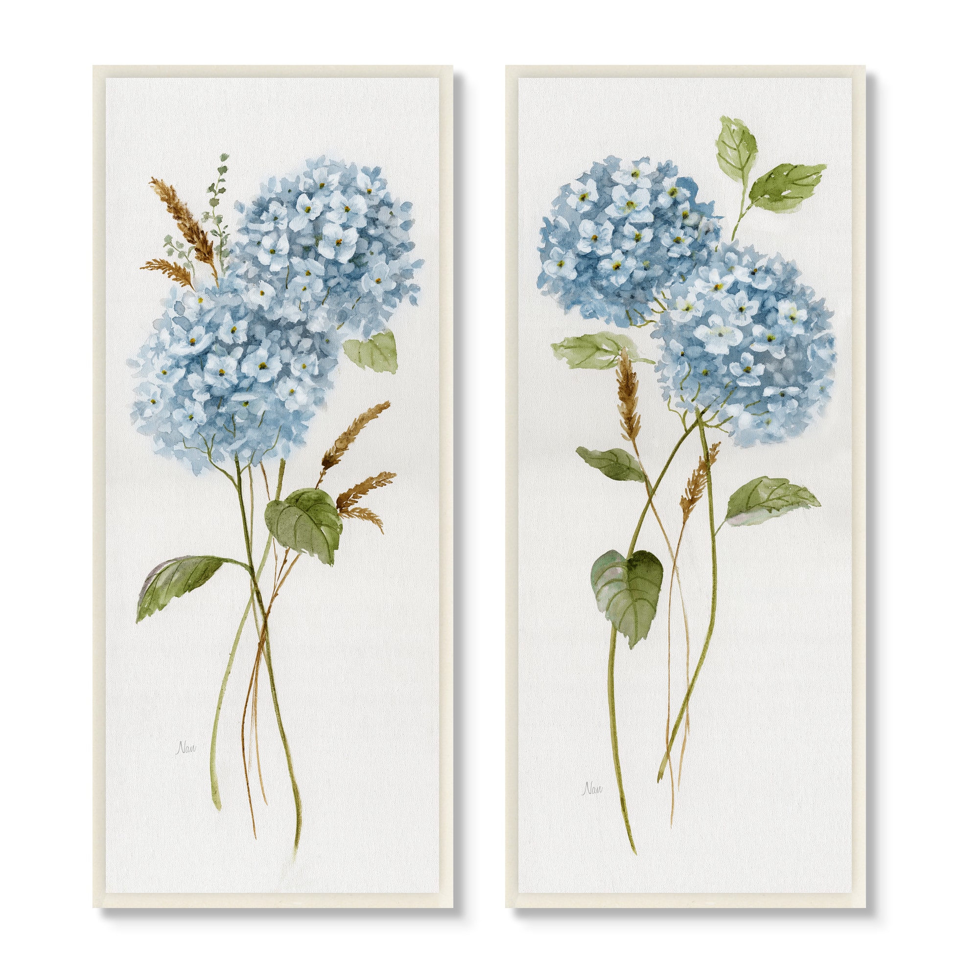 Stupell Industries Blue Hydrangea Long Stems Soft Vintage Florals,7" x 17"