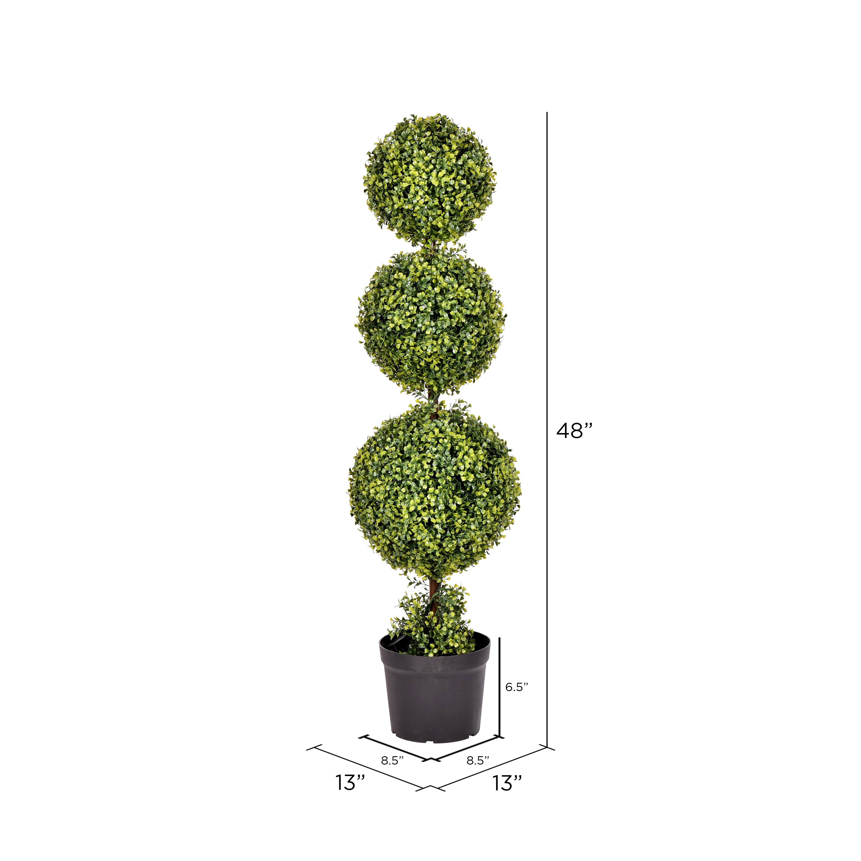 4ft. Artificial Triple Ball Green Boxwood Topiary