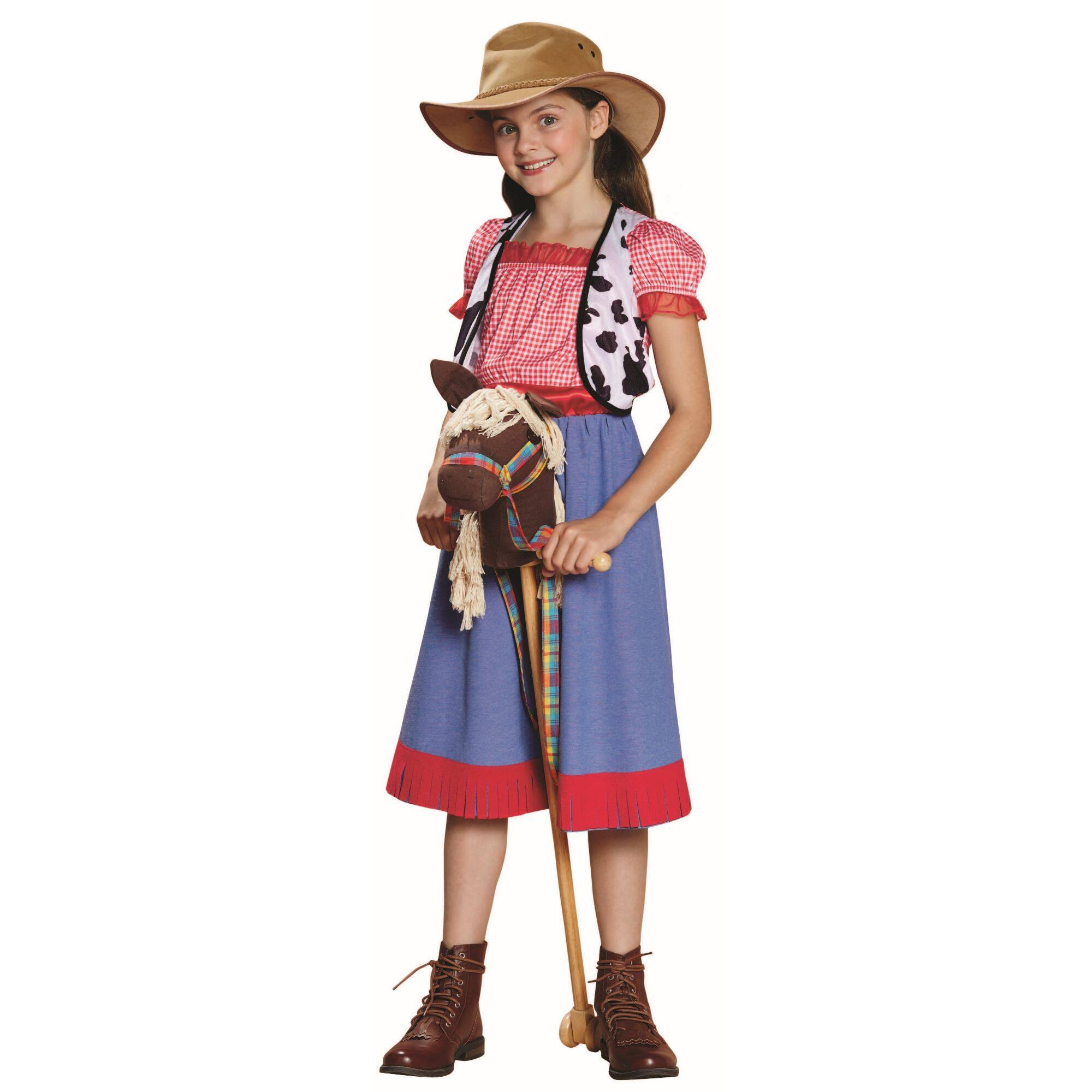 Large Red &#x26; Blue Checkered Cowgirl Child Costume