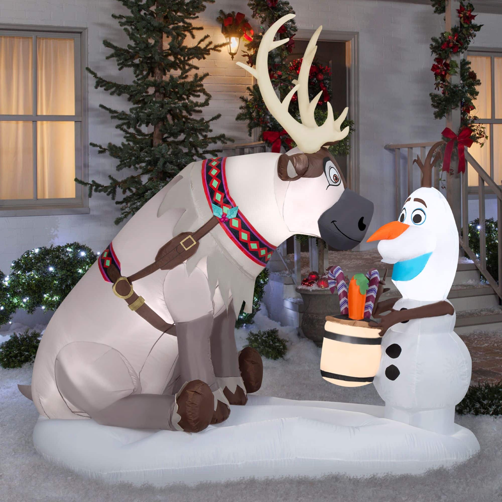 7ft. Airblown® Inflatable Christmas Olaf & Sven Scene