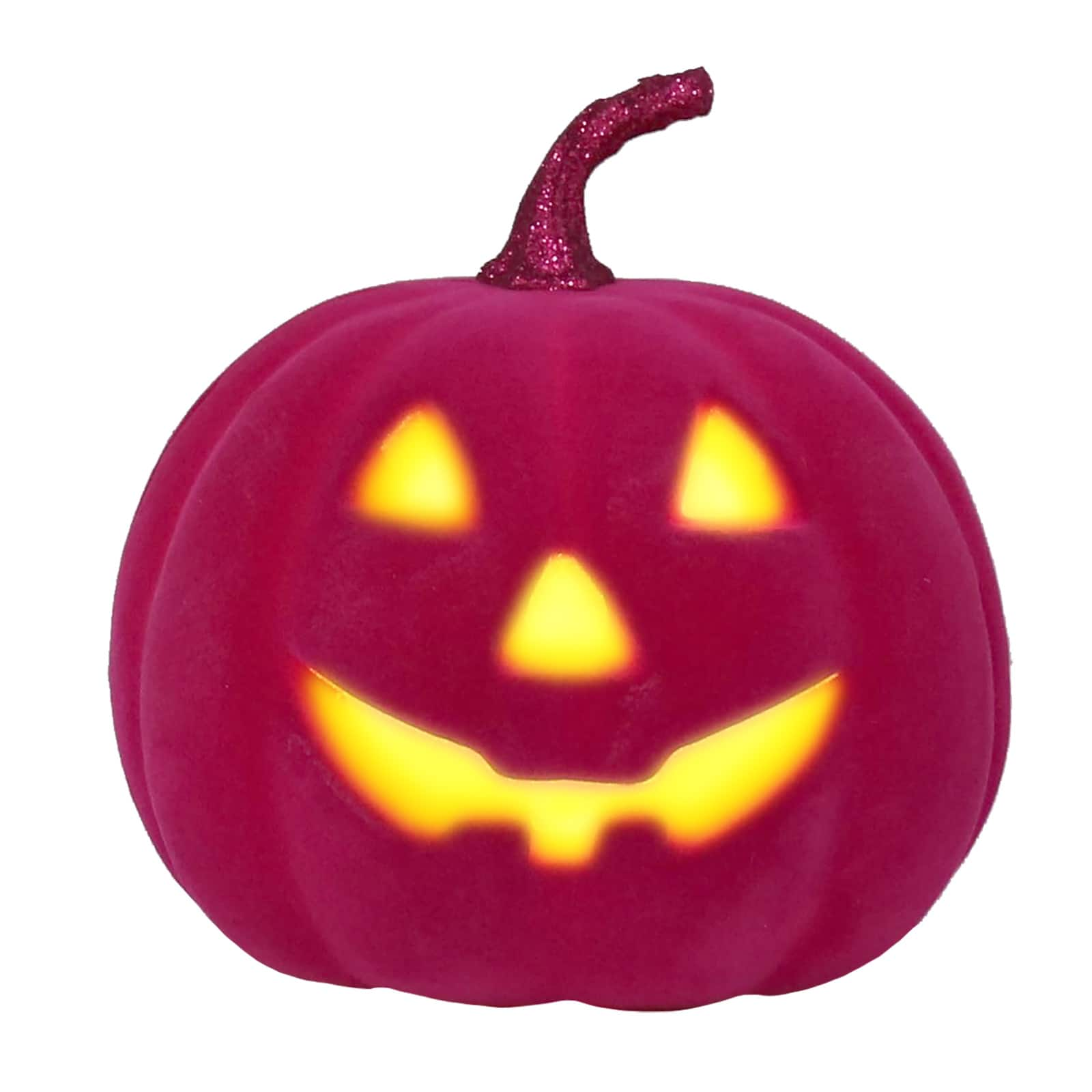 6.5&#x22; Hot Pink Flocked Light Up Jack-O-Lantern by Ashland&#xAE;