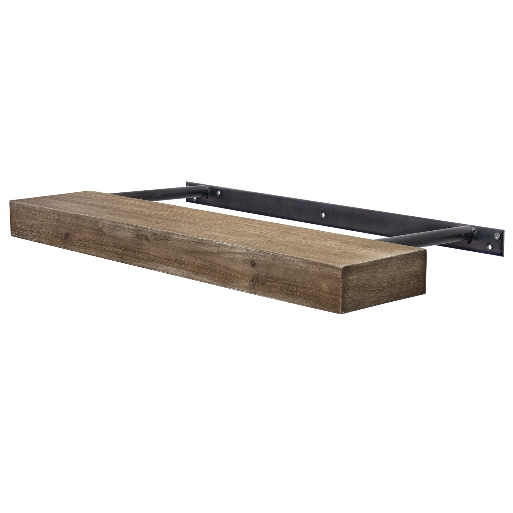 Walnut Brown Large Rustic Wood Floating Wall Shelf