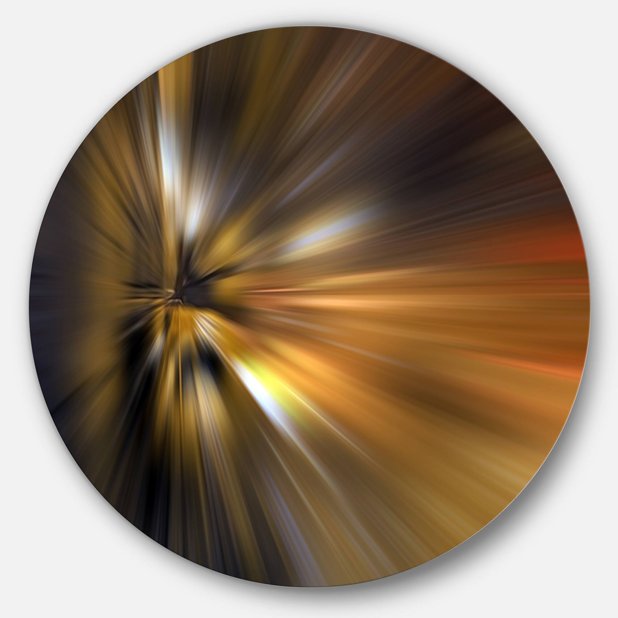 Designart - Glowing Brown Focus Light&#x27; Large Abstract Circle Metal Wall Art