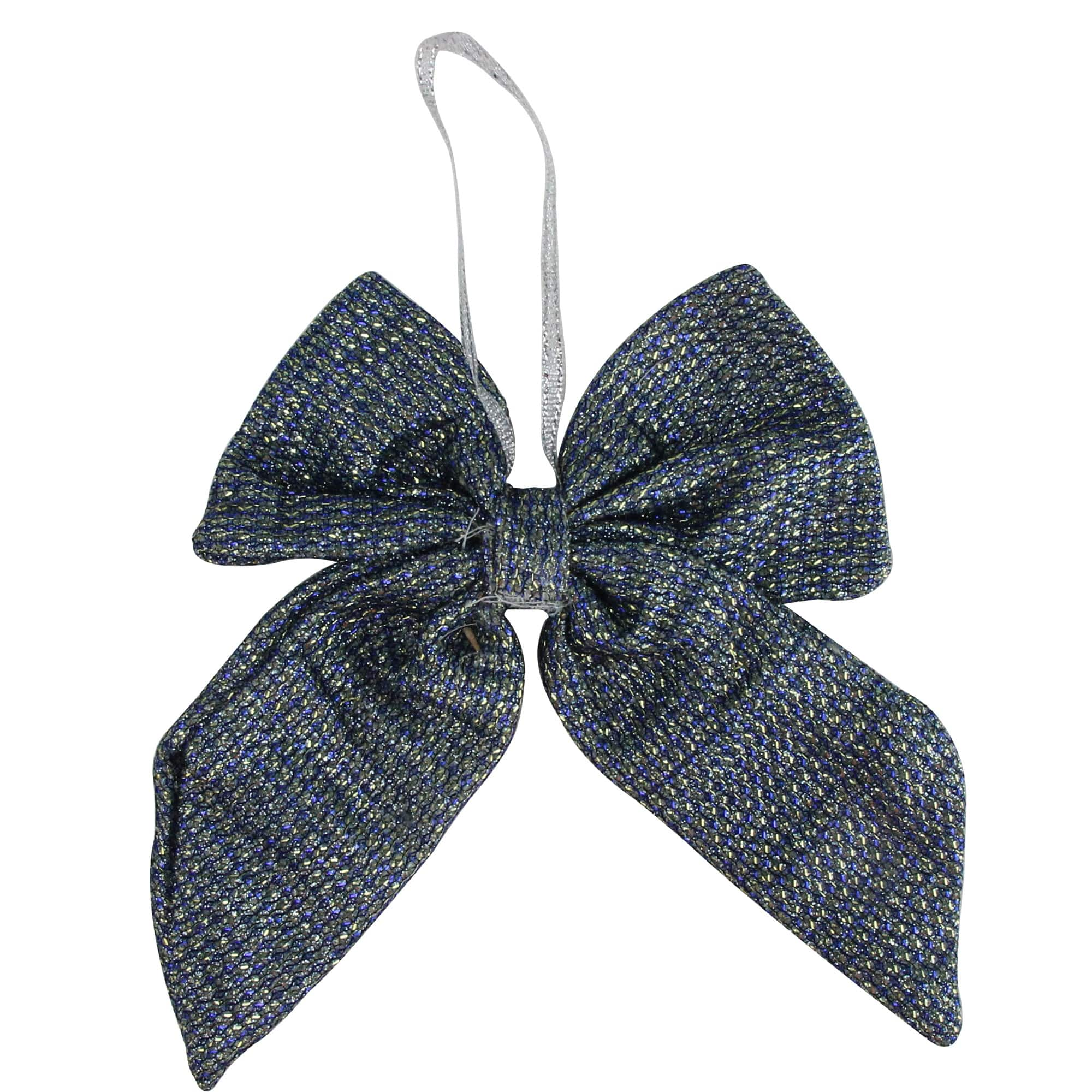 5.25&#x22; Blue Double Loop Christmas Bow Wall D&#xE9;cor