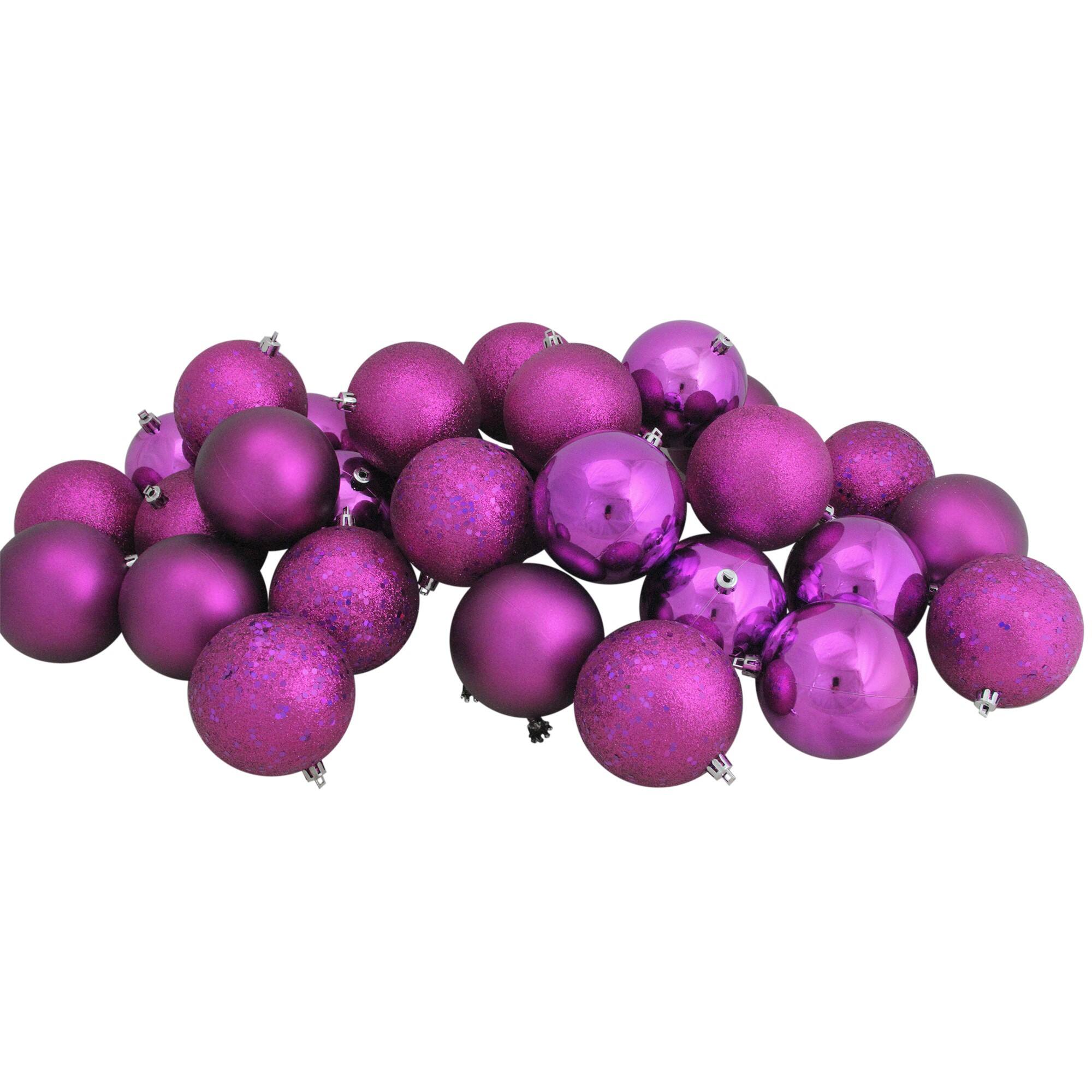 32ct Shatterproof 3.25&#x201D; 4-Finish Ball Ornament, Light Magenta