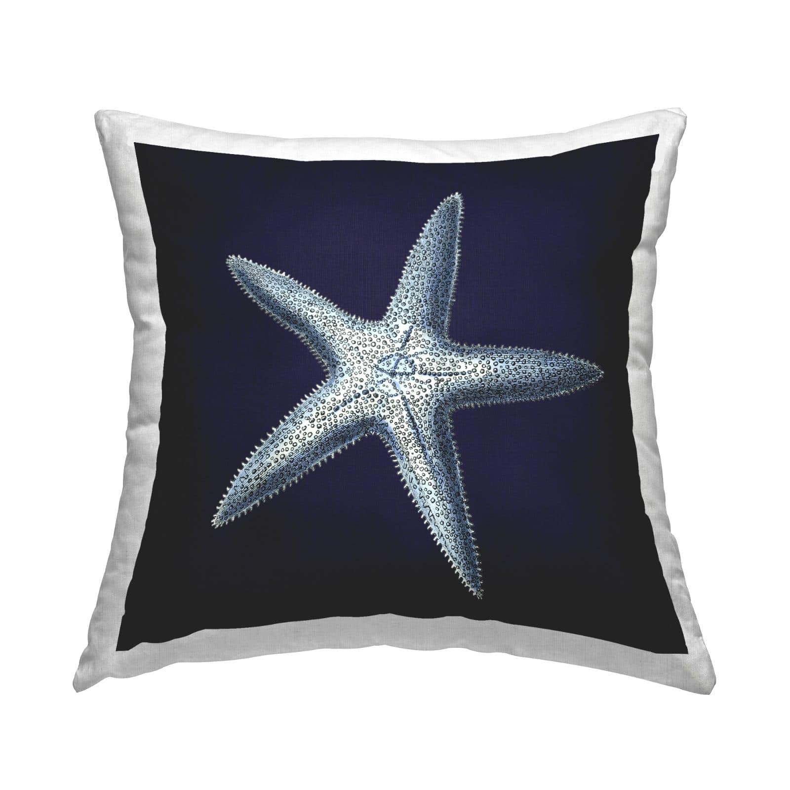 Stupell Industries Distressed Navy and White Starfish Throw Pillow 18" x 18"
