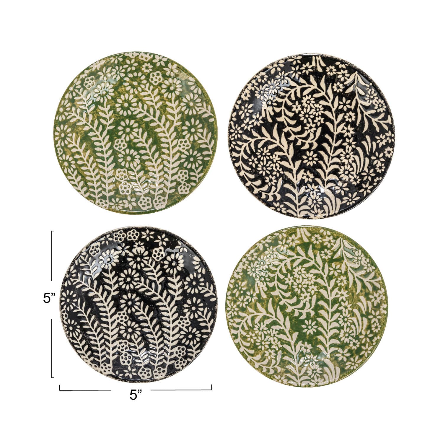 5&#x22; Botanical Round Stoneware Plate, 12ct.