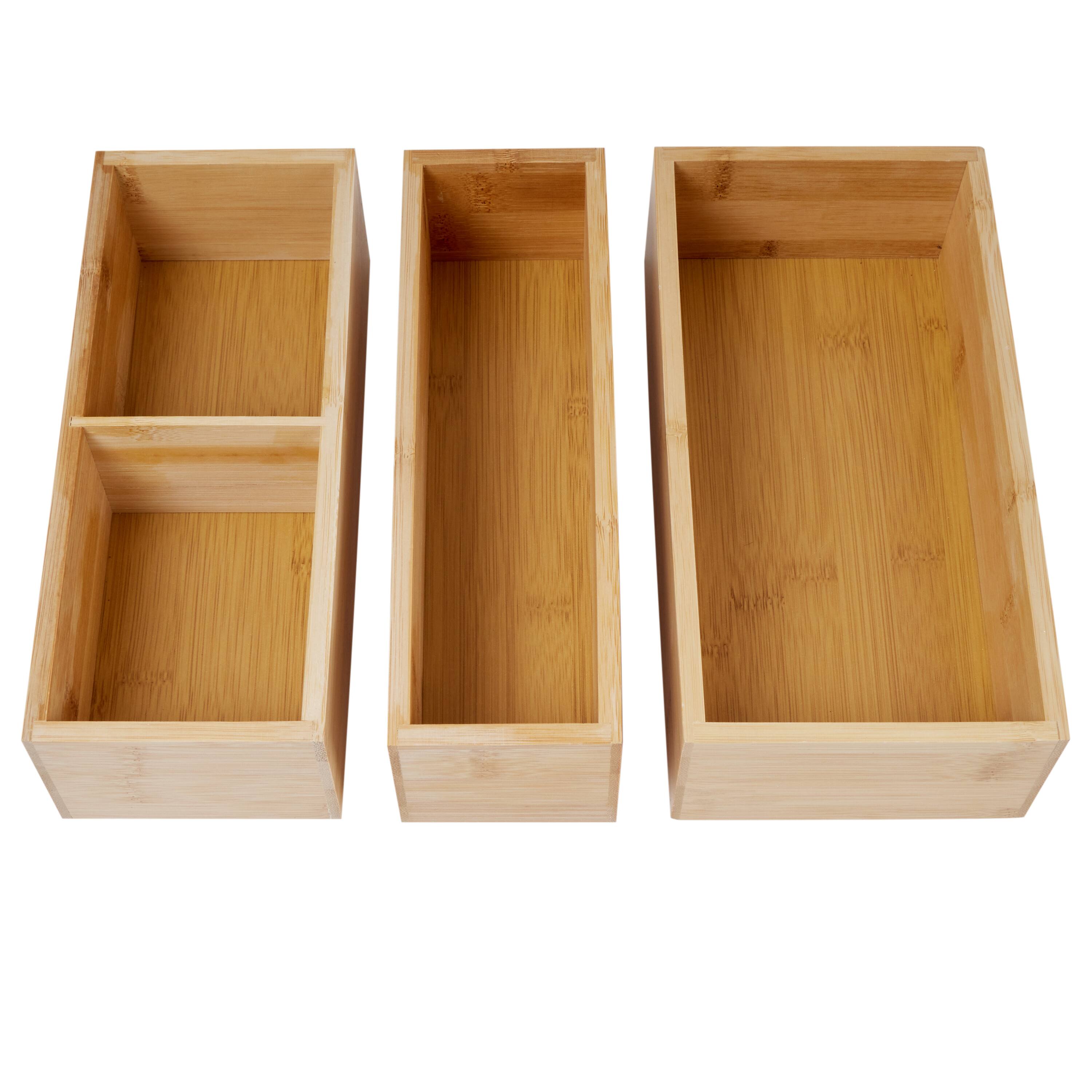 Kitchen Details 4-Compartment Bamboo Drawer Organizer Set