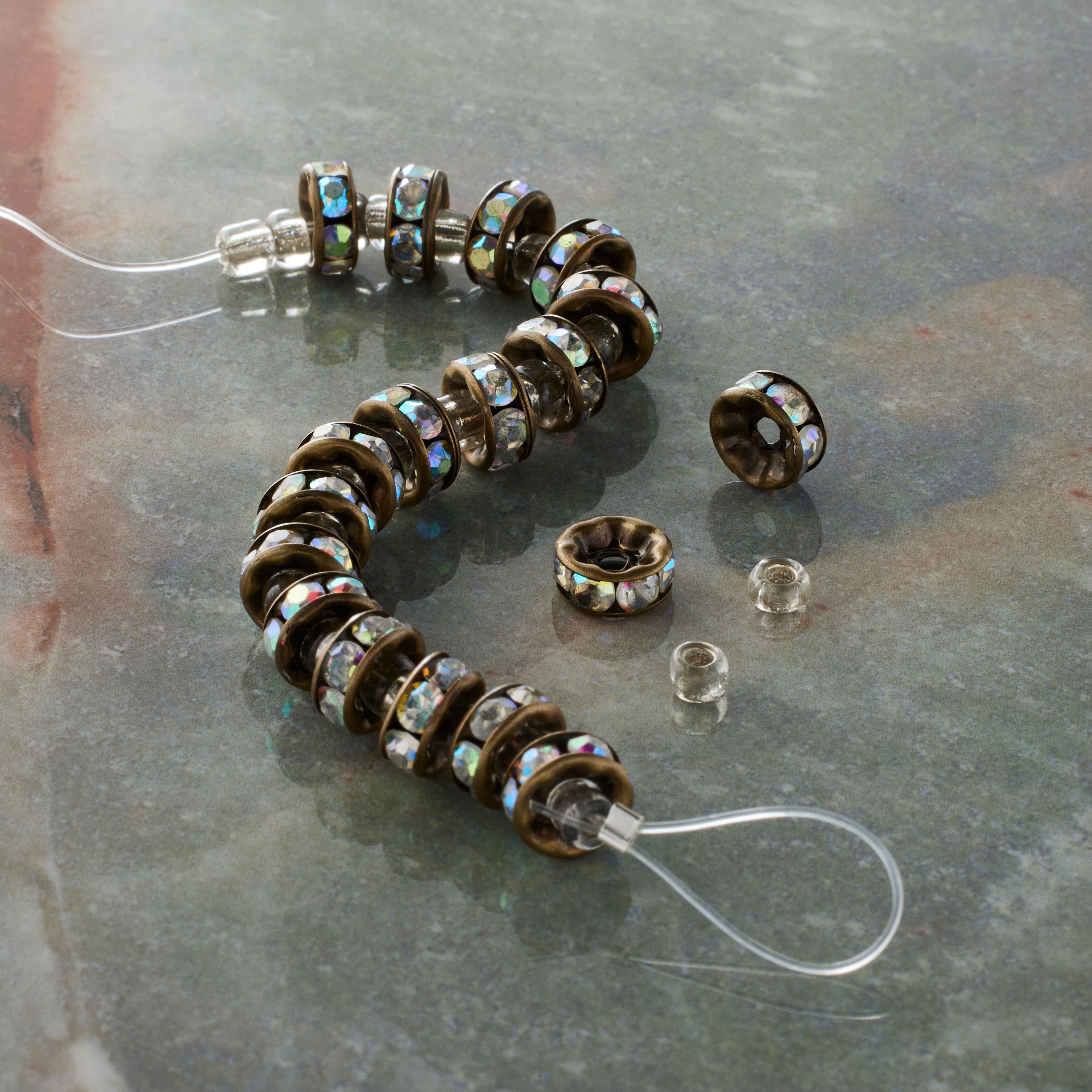 12 Pack: Metal Rhinestone Rondelle Beads, 8mm by Bead Landing&#x2122;