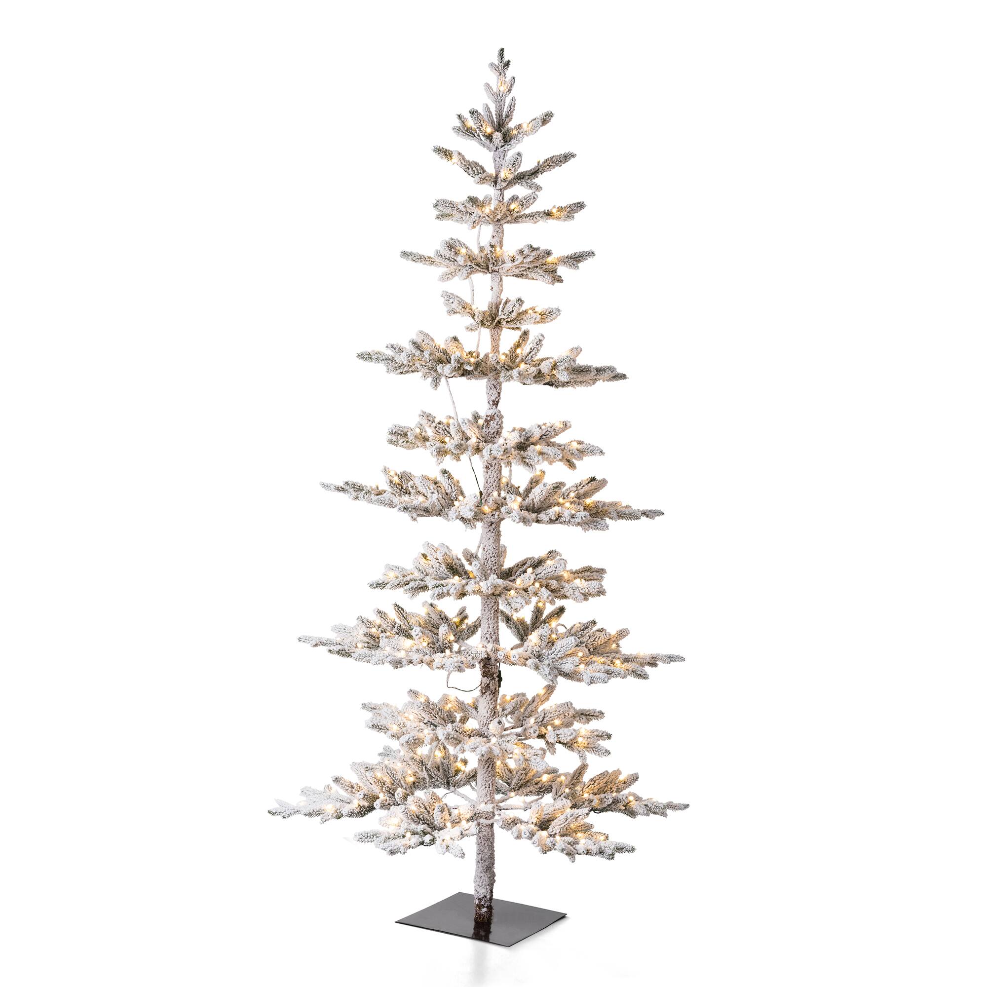 7ft. Deluxe Pre-Lit Flocked Pine Artificial Christmas Tree, Warm White LED Lights
