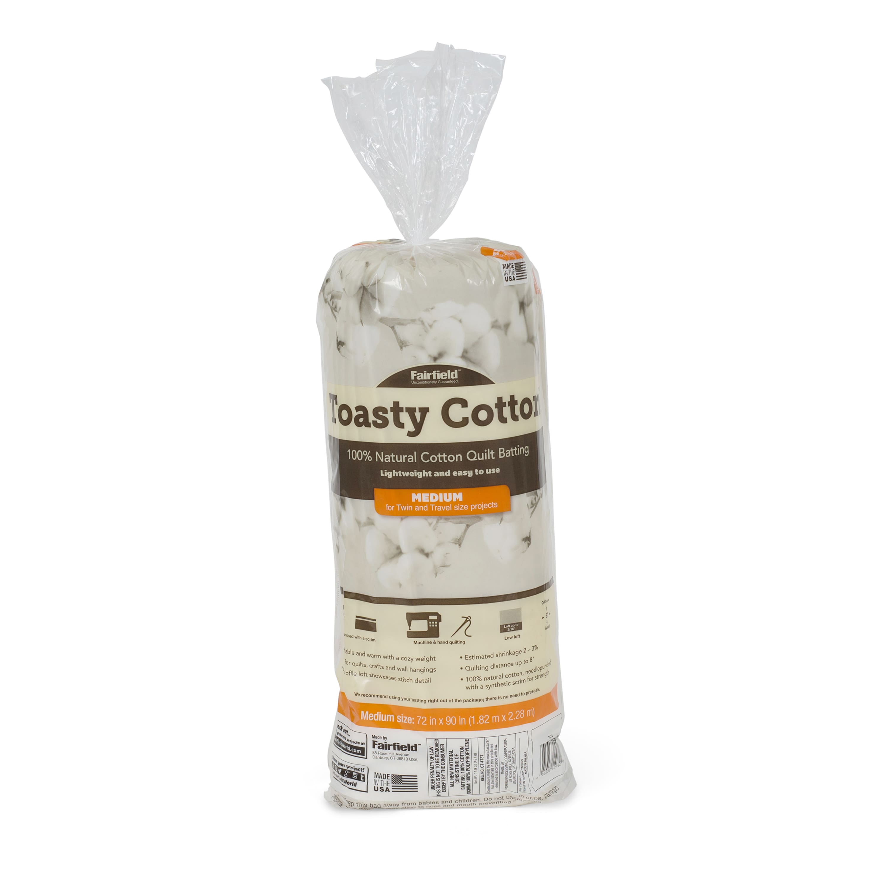 Fairfield&#x2122; Toasty Cotton&#x2122; Quilt Batting Roll, 72&#x22; x 90&#x22;