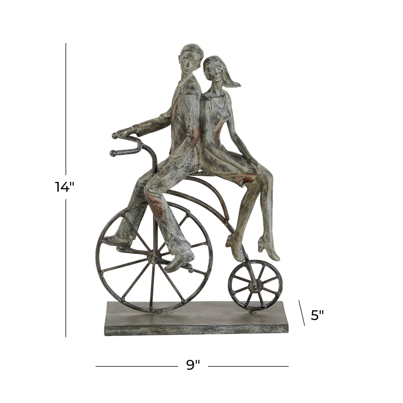 13" Gray Polystone Traditional Bicycle Sculpture