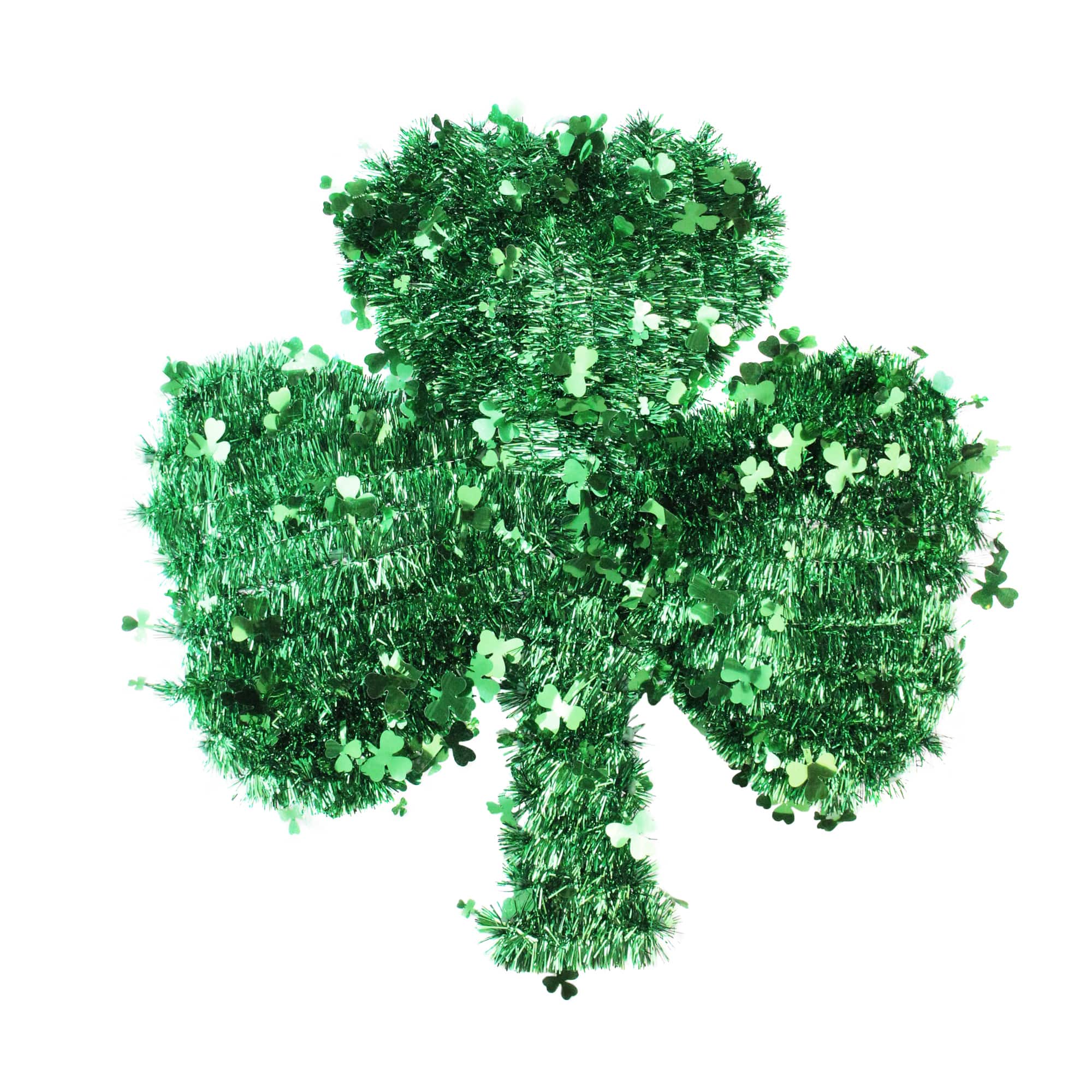 17&#x22; St. Patrick&#x27;s Day Irish Shamrock Tinsel Window Decoration