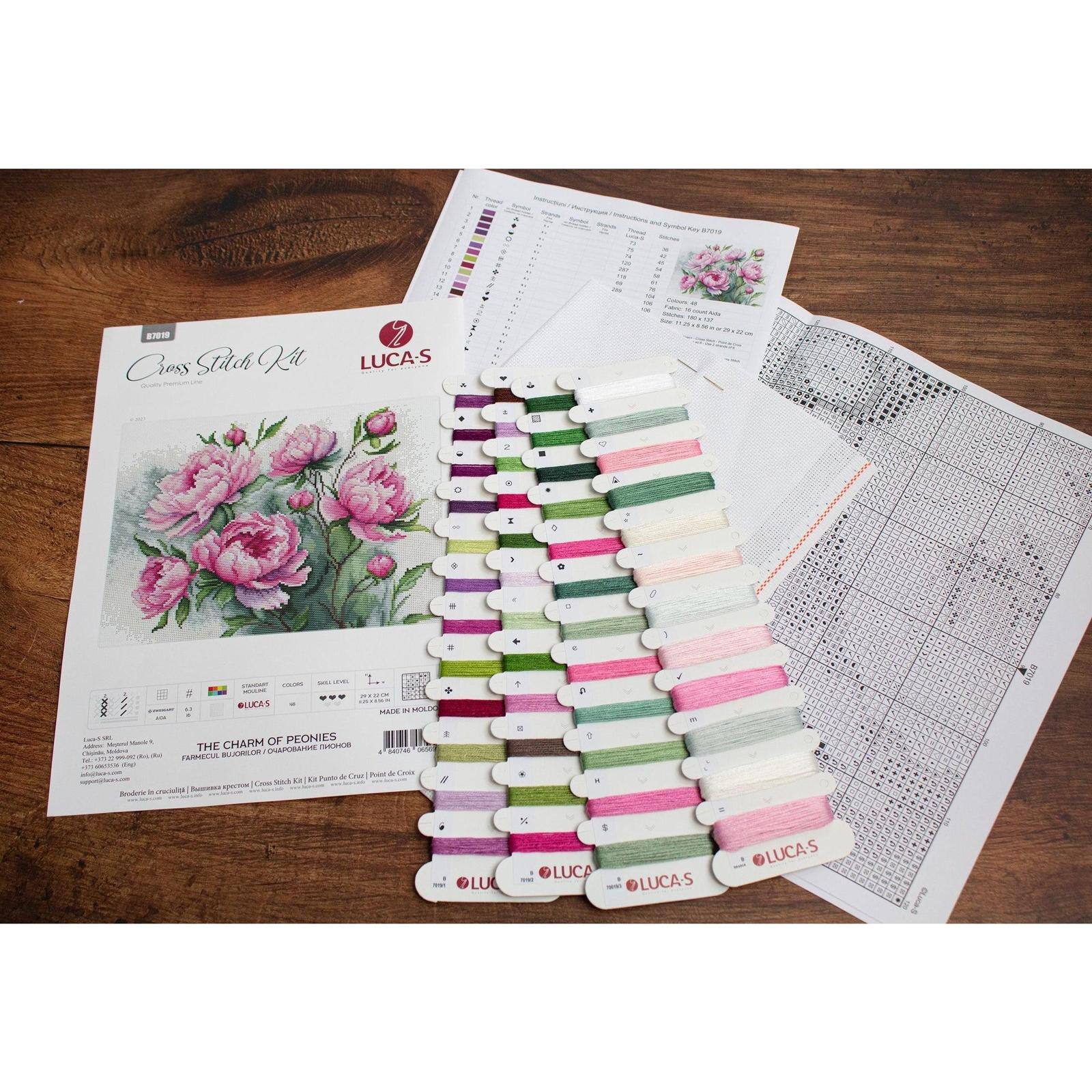 Luca-S The Charm of Peonies Counted Cross Stitch Kit