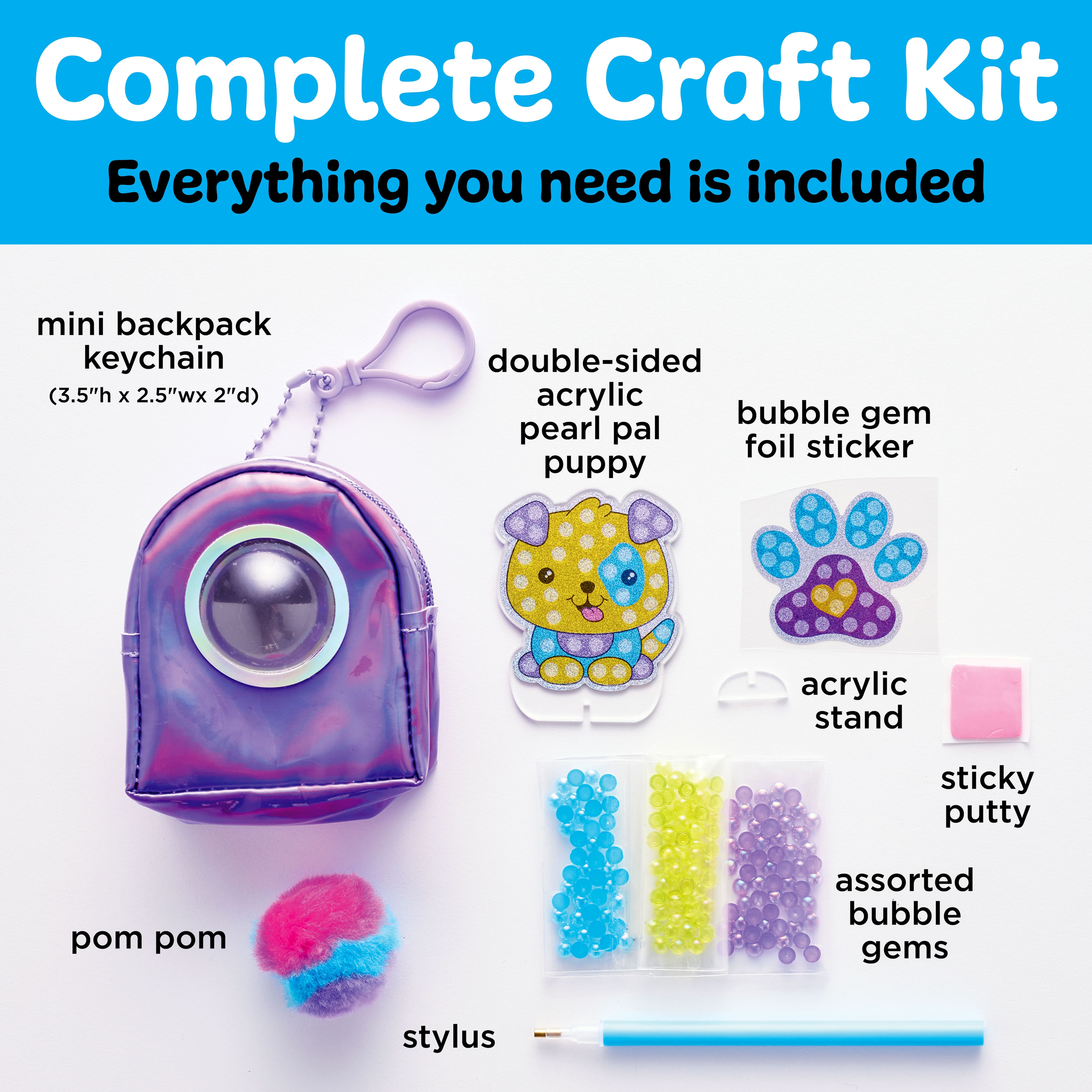 Creativity for Kids&#xAE; Bubble Gems&#x2122; Puppy Dog Backpack Keychain Kit