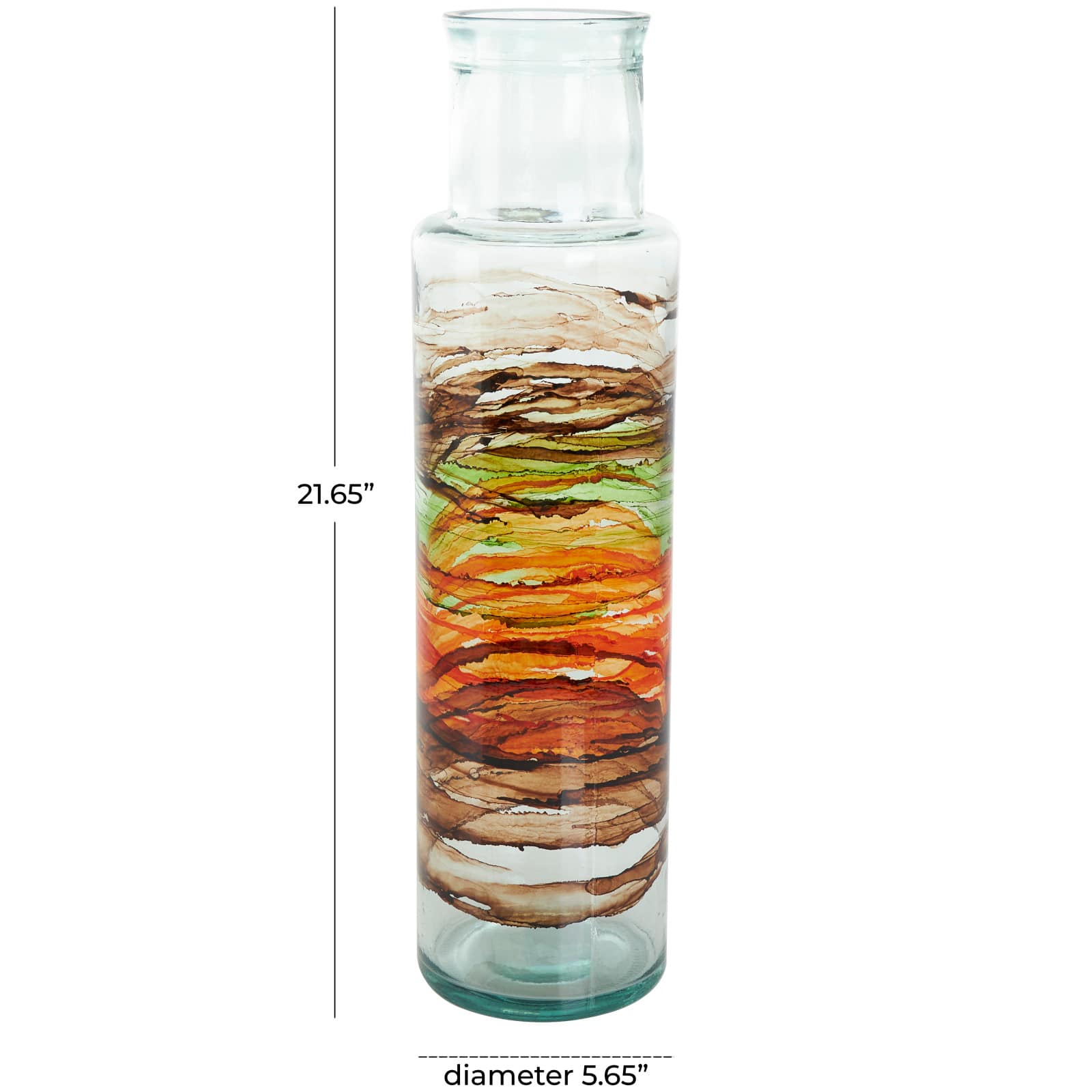 22&#x22; Multicolor Swirl Glass Cylinder Vase
