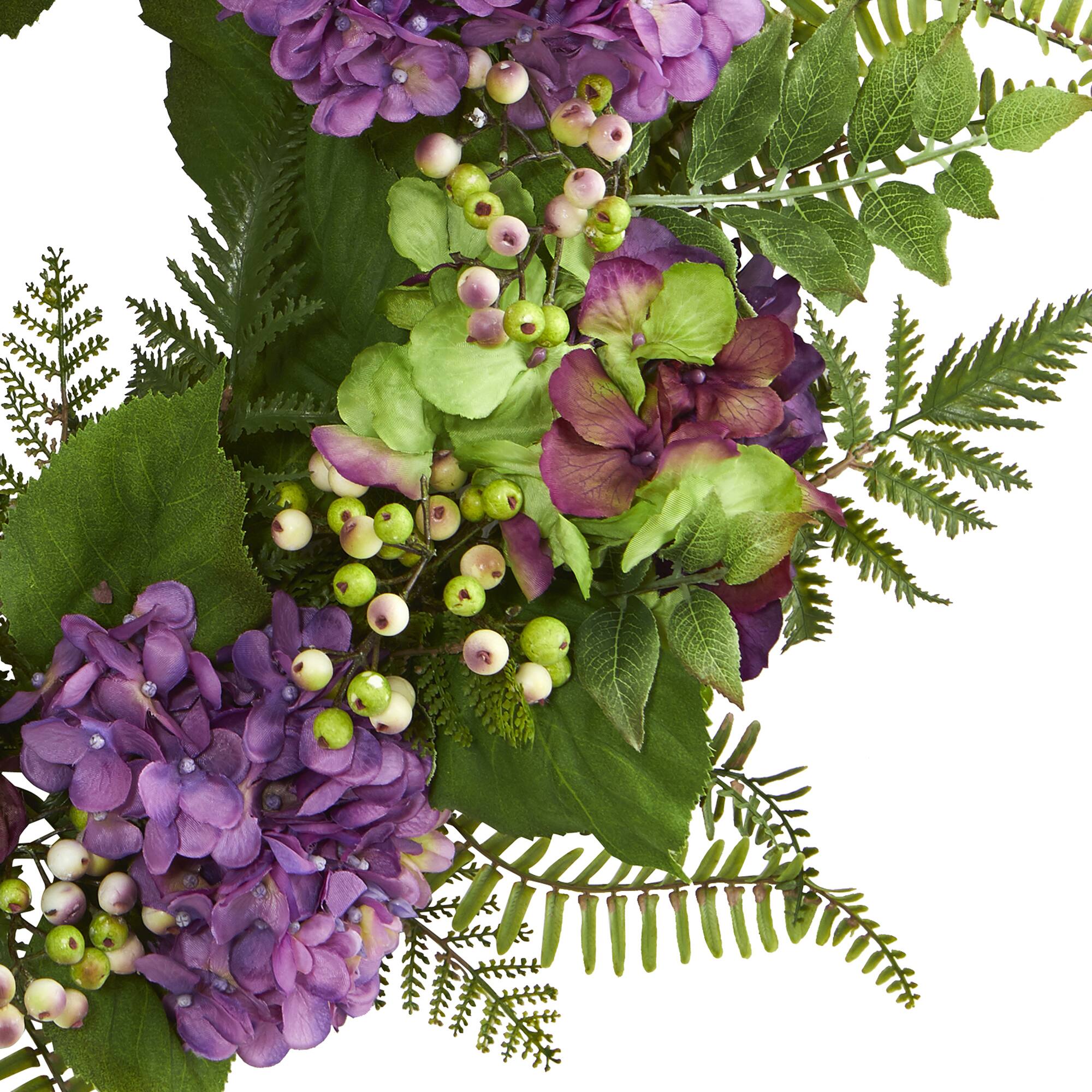 24” Purple Hydrangea with Berry Wreath