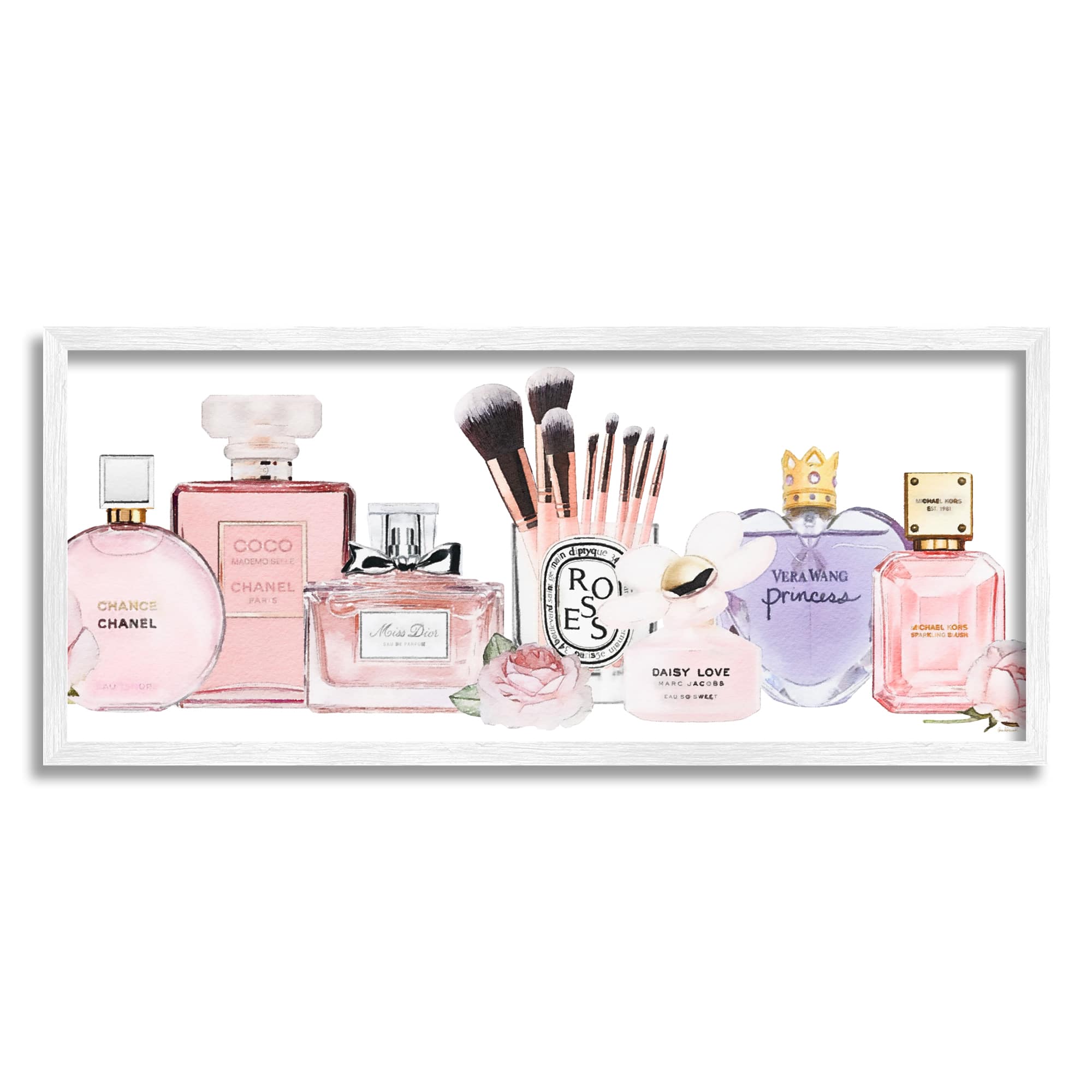 Stupell Industries Women's Fashion Fragrance Glam Accessories in White Frame Wall Art