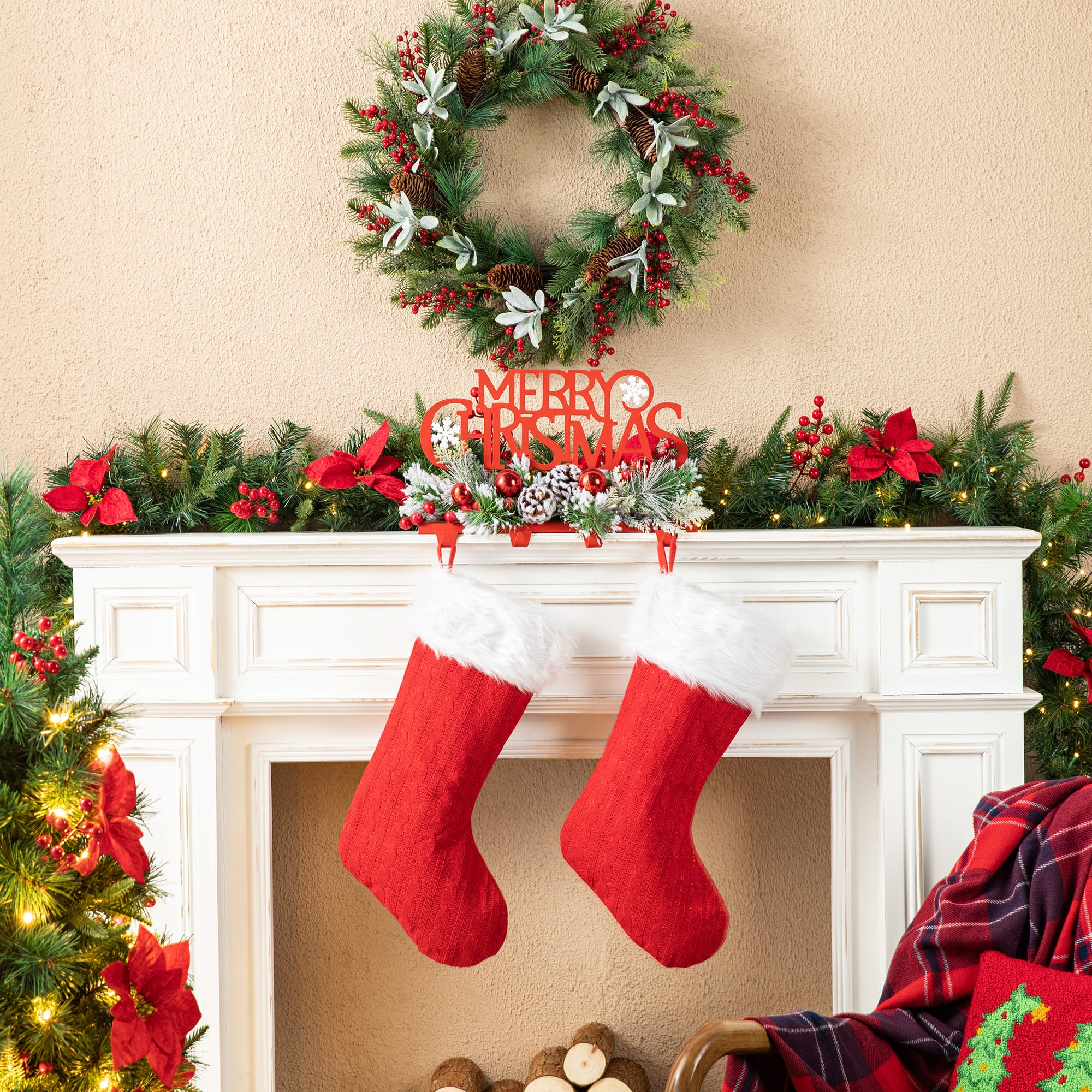 Glitzhome&#xAE; 14.5&#x22; Merry Christmas Metal Stocking Holder