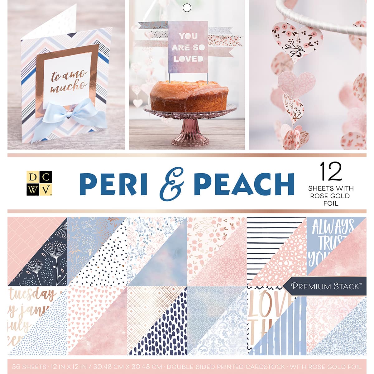 DCWV® 12" x 12" Peri & Peach Double‑Sided Cardstock Stack, 36 Sheets