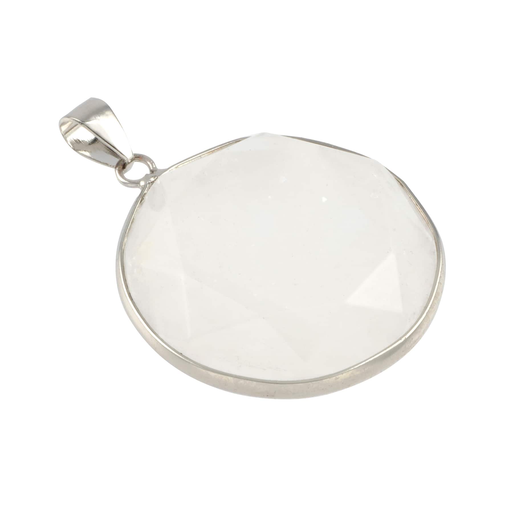 12 Pack: White Quartz Round Faceted Pendant by Bead Landing™