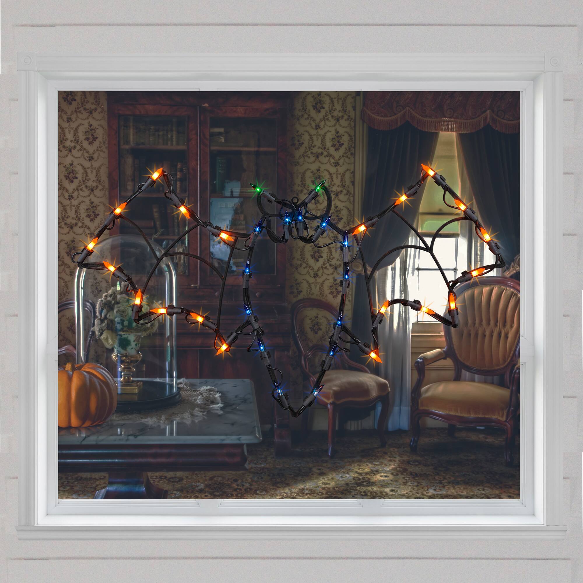 15&#x22; Lighted Bat Halloween Window Silhouette Decoration