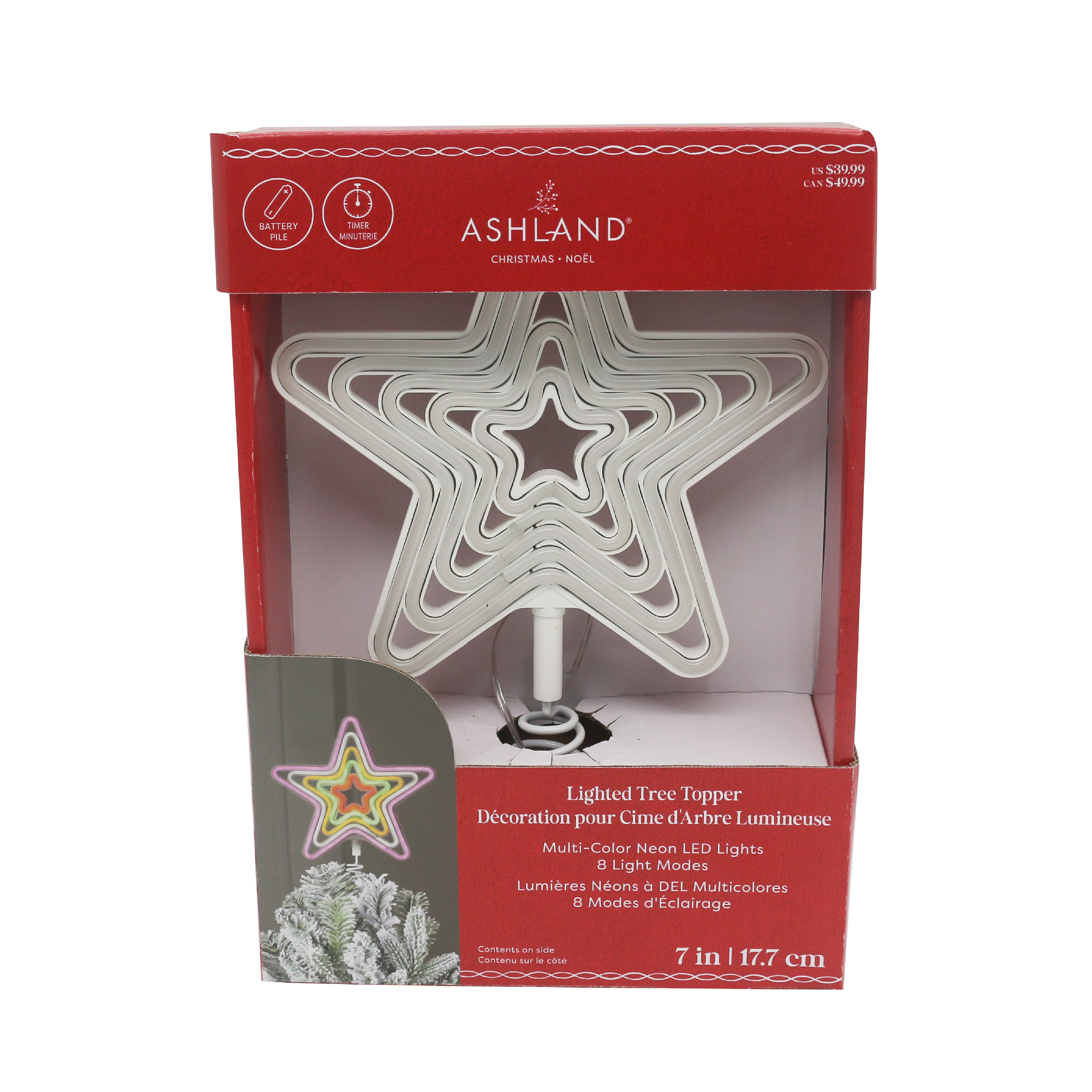 Multicolor Neon LED Star Tree Topper by Ashland&#xAE;