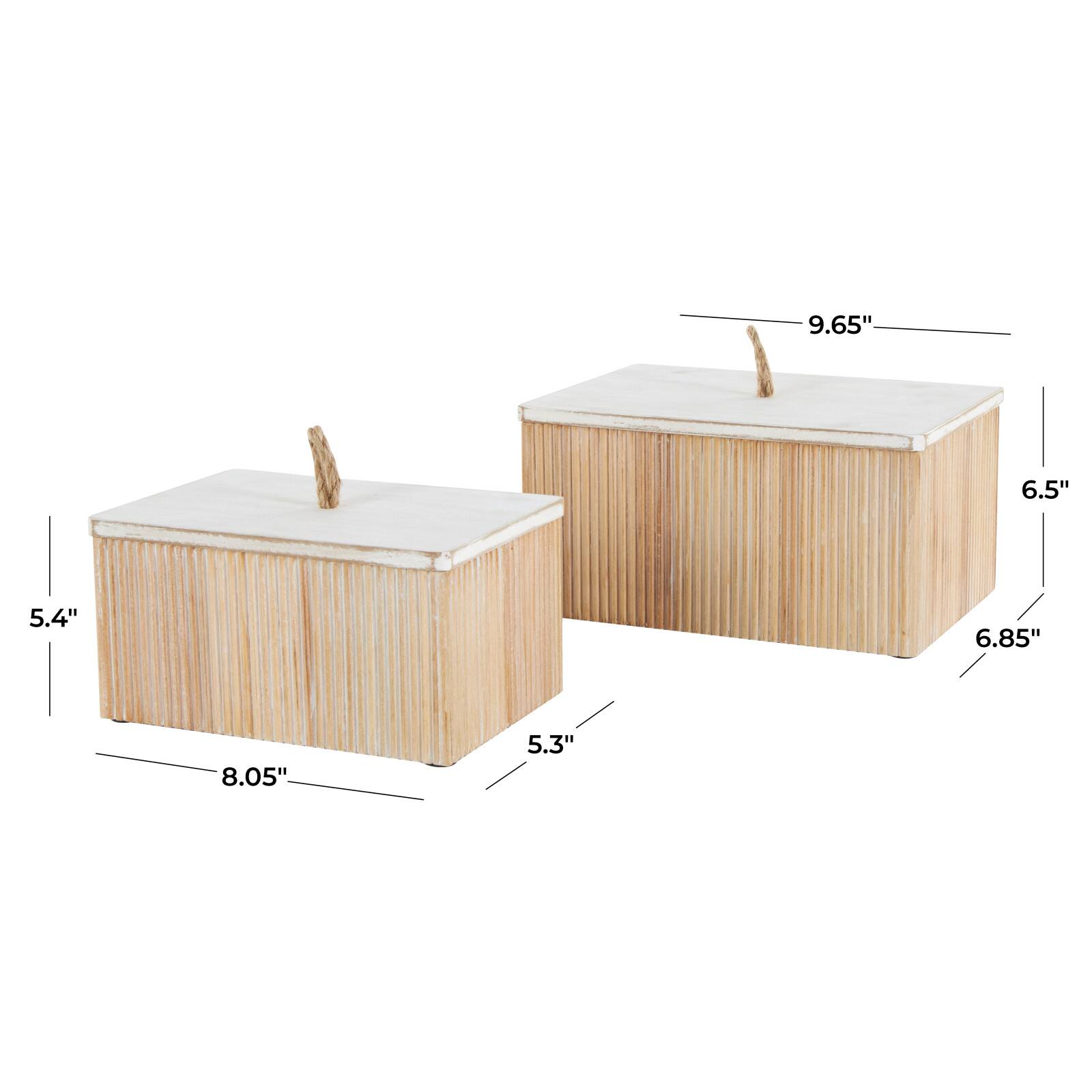 Cream Ribbed Storage Decorative Box Set with White Lids