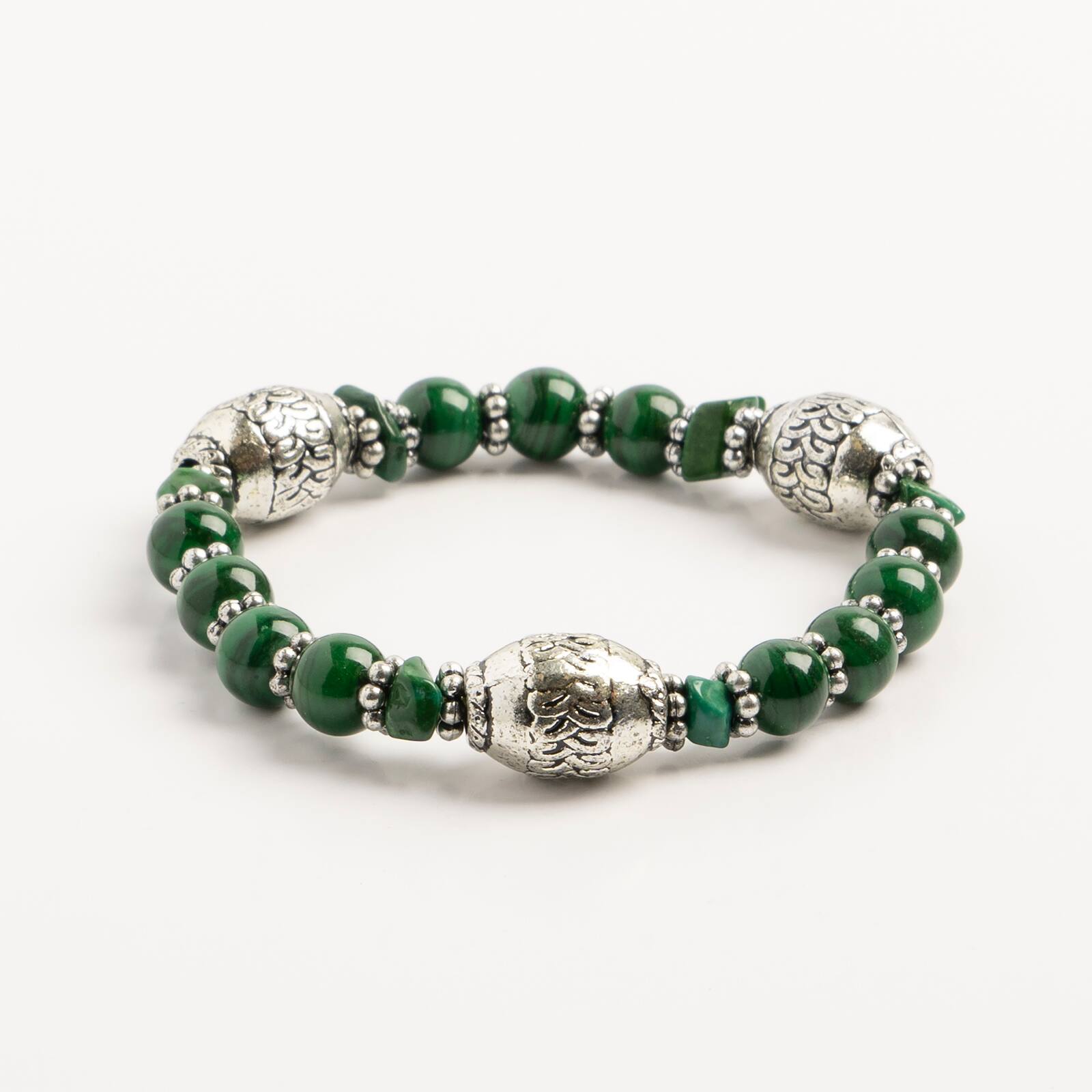 John Bead Malachite No.98 Natural Stone Stretch Bracelet