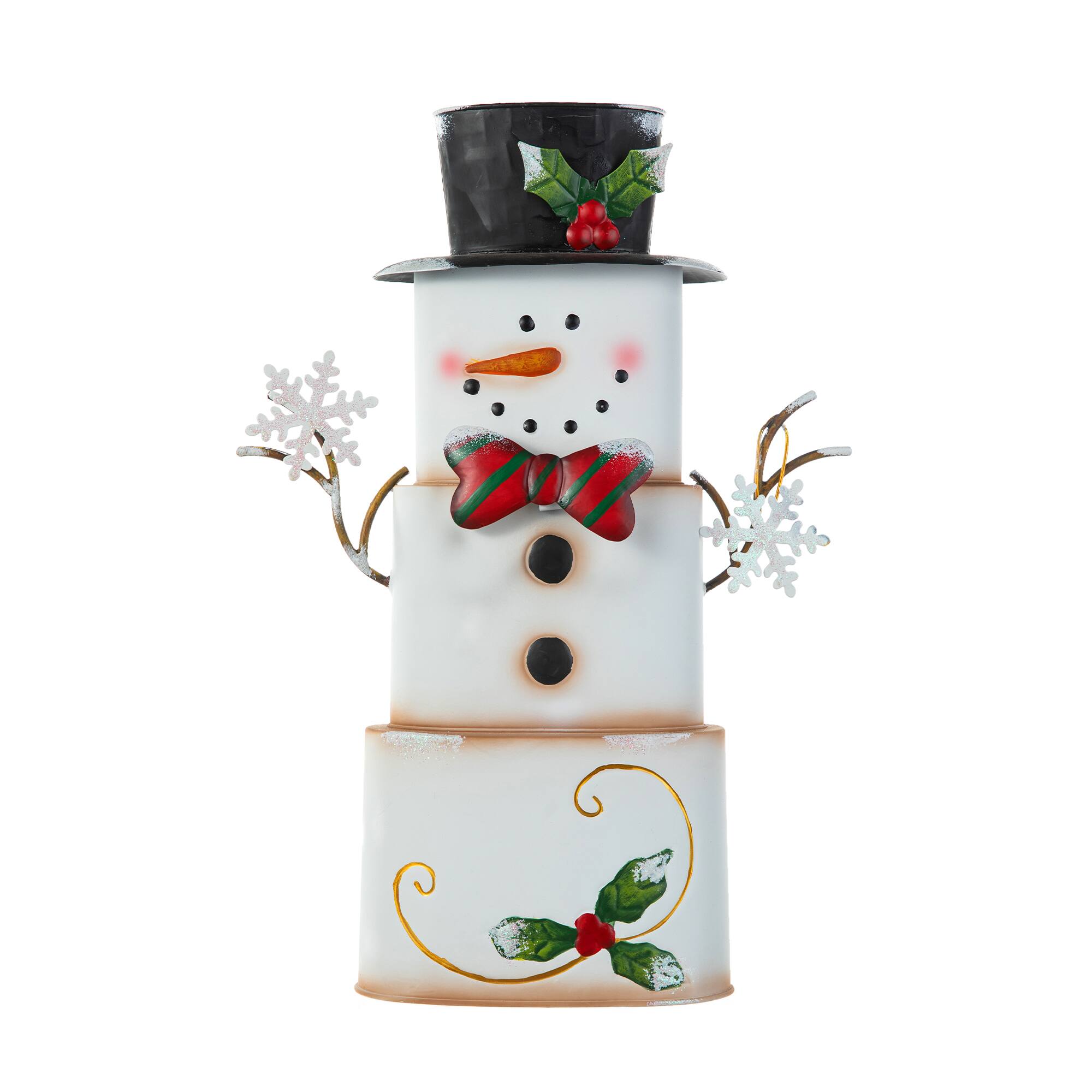 Glitzhome® 17" Metal Stacked Box Snowman Table Décor