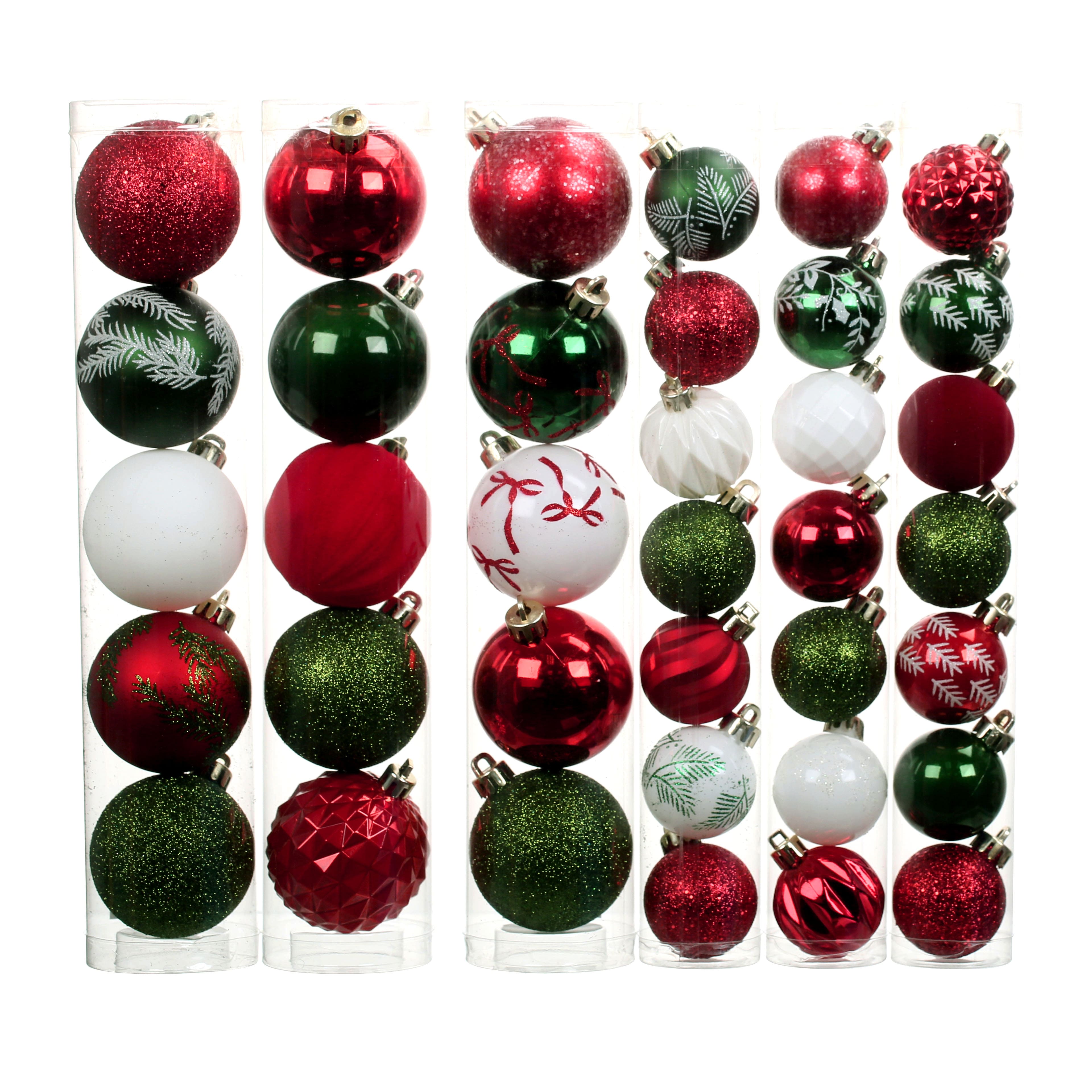 Assorted Green, Red &#x26; White Ball Plastic Ornament Tube by Ashland&#xAE;, 1pc.