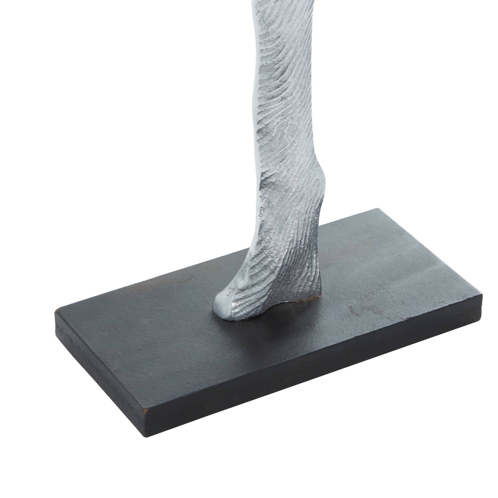 19" Silver Aluminum & Wood Tree-Inspired Contemporary Sculpture