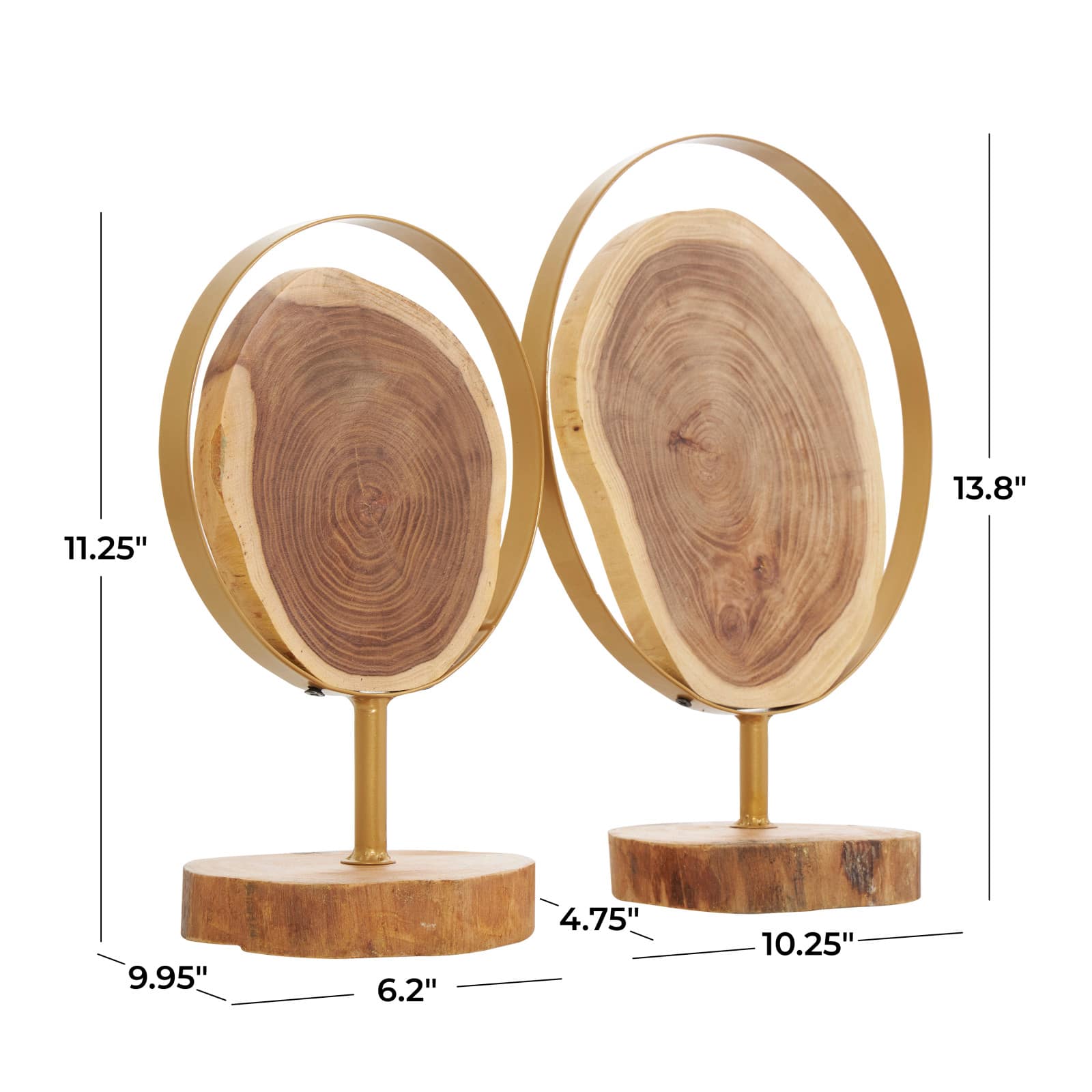 Brown Wood Abstract Handmade Live Edge Slab Sculpture Set