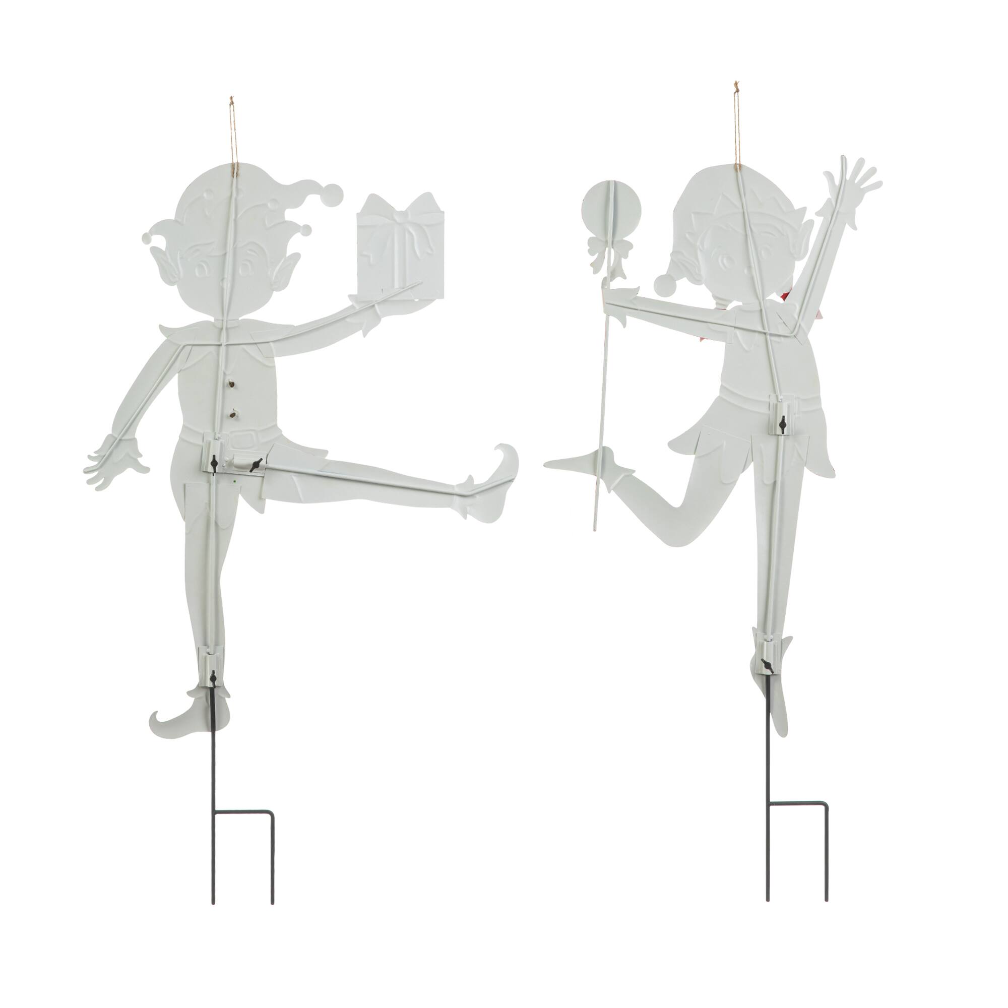 Glitzhome® 3ft. Metal Dancing Elf Yard Stake Set